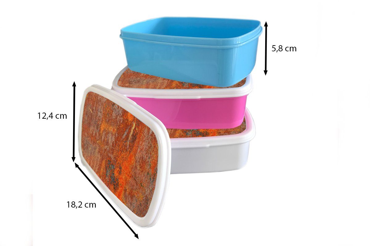 und Brotdose, (2-tlg), Kunststoff, MuchoWow - Erwachsene, Brotbox weiß und Stahl, - Lunchbox Rost für Kinder Mädchen Industriell Jungs für