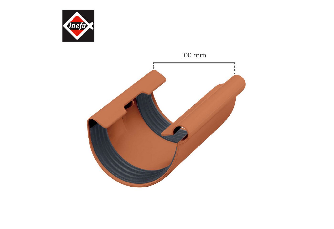 Thumbnail - INEFA Dachrinne Rinnenverbinder halbrund, NW 100, Dachrinnenverbinder aus PVC-U Kunststoff, einfache Montage