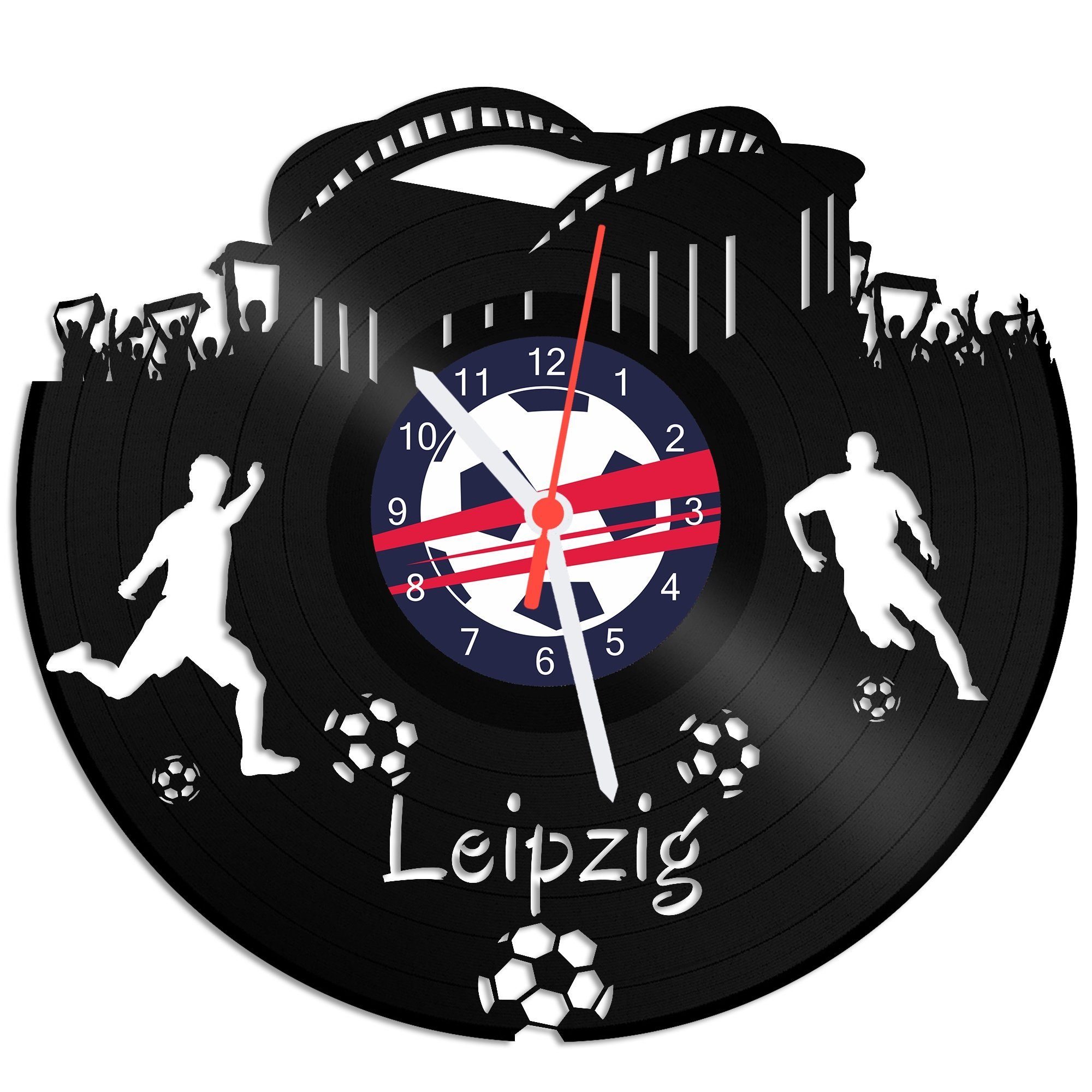 GRAVURZEILE Wanduhr Schallplattenuhr Leipzig - 100% Vereinsliebe - Fußball günstig online kaufen