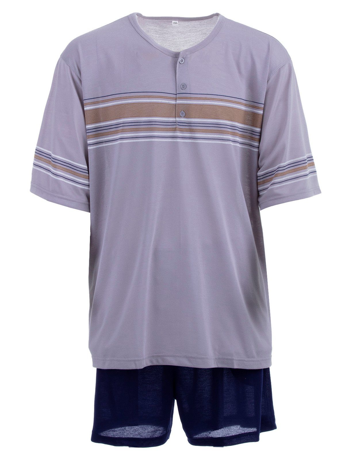Lucky Shorty Streifen Köpfe Herren Pyjama Set Kurz 3XL - 5XL