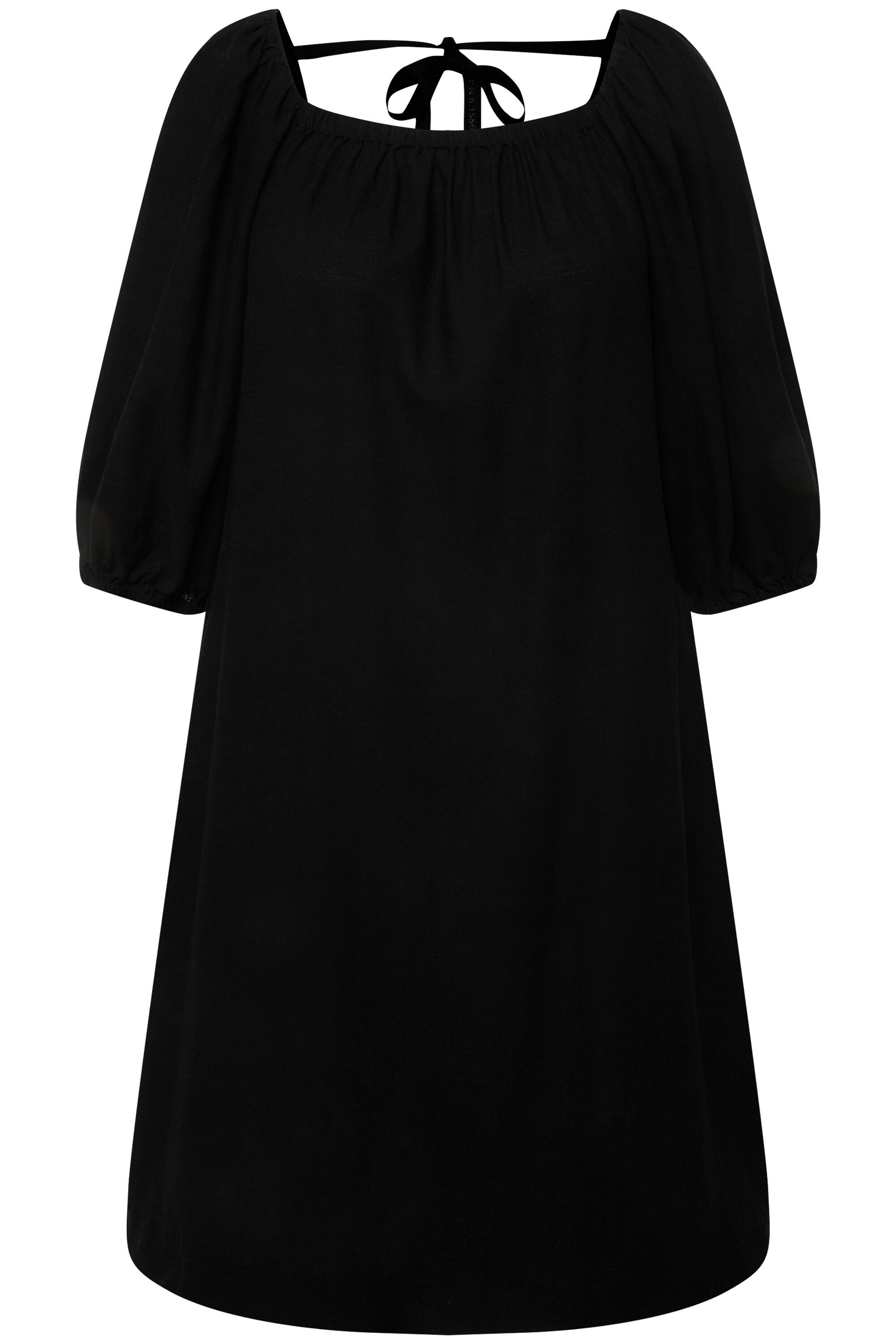 Ulla Popken Midikleid Midikleid Leinenmix A-Linie Carree-Ausschnitt günstig online kaufen
