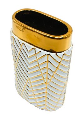 Dekohelden24 Dekovase Edle hochwertige Keramik Vase in weiß und gold, verschieden Muster (1 Vase, 1 St)