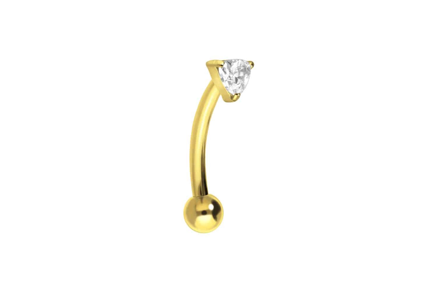 Bauchnabelpiercing Titan Banane mit Push Fit EINGEFASSTES KRISTALLDREIECK