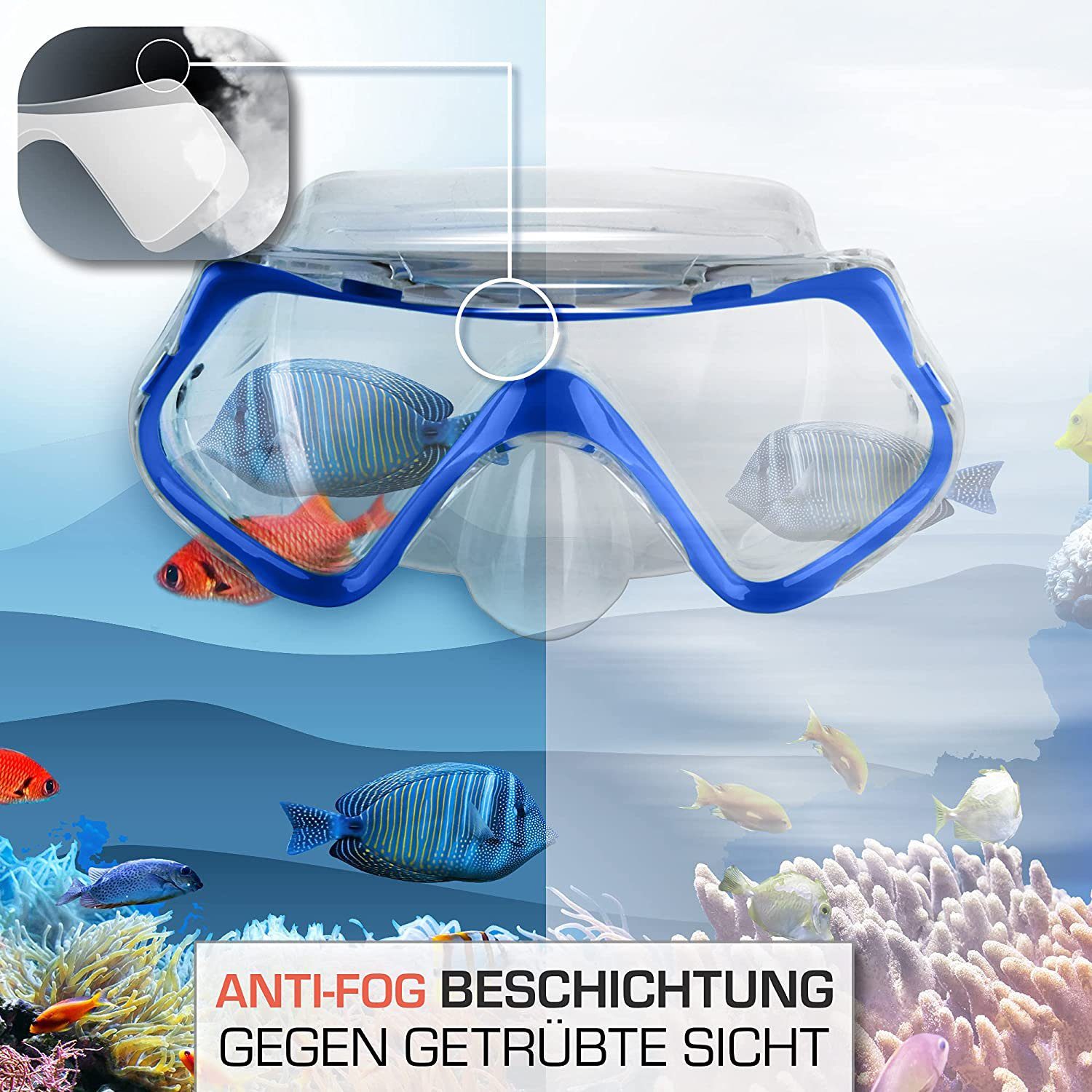 Erwachsene Taucherbrille GelldG Anti-Fog & Schnorchelset Tauchmaske Taucherbrille Anti-Leck