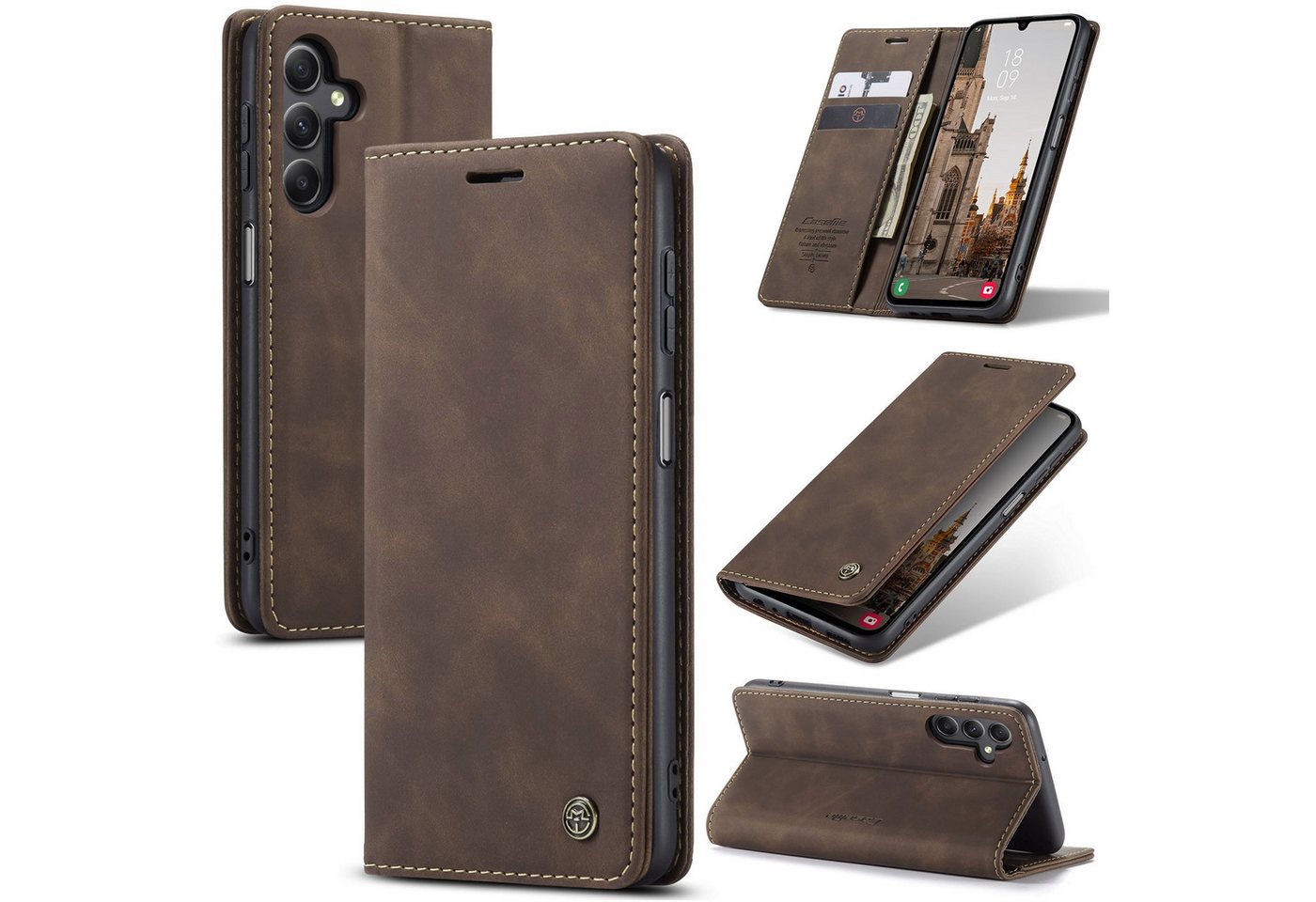 SmartUP Smartphone-Hülle für Samsung Galaxy A15 4G / 5G Klapphülle Fliphülle Tasche Case Cover 6,5 Zoll, Integrierte Standfunktion, zwei Kartenfächer