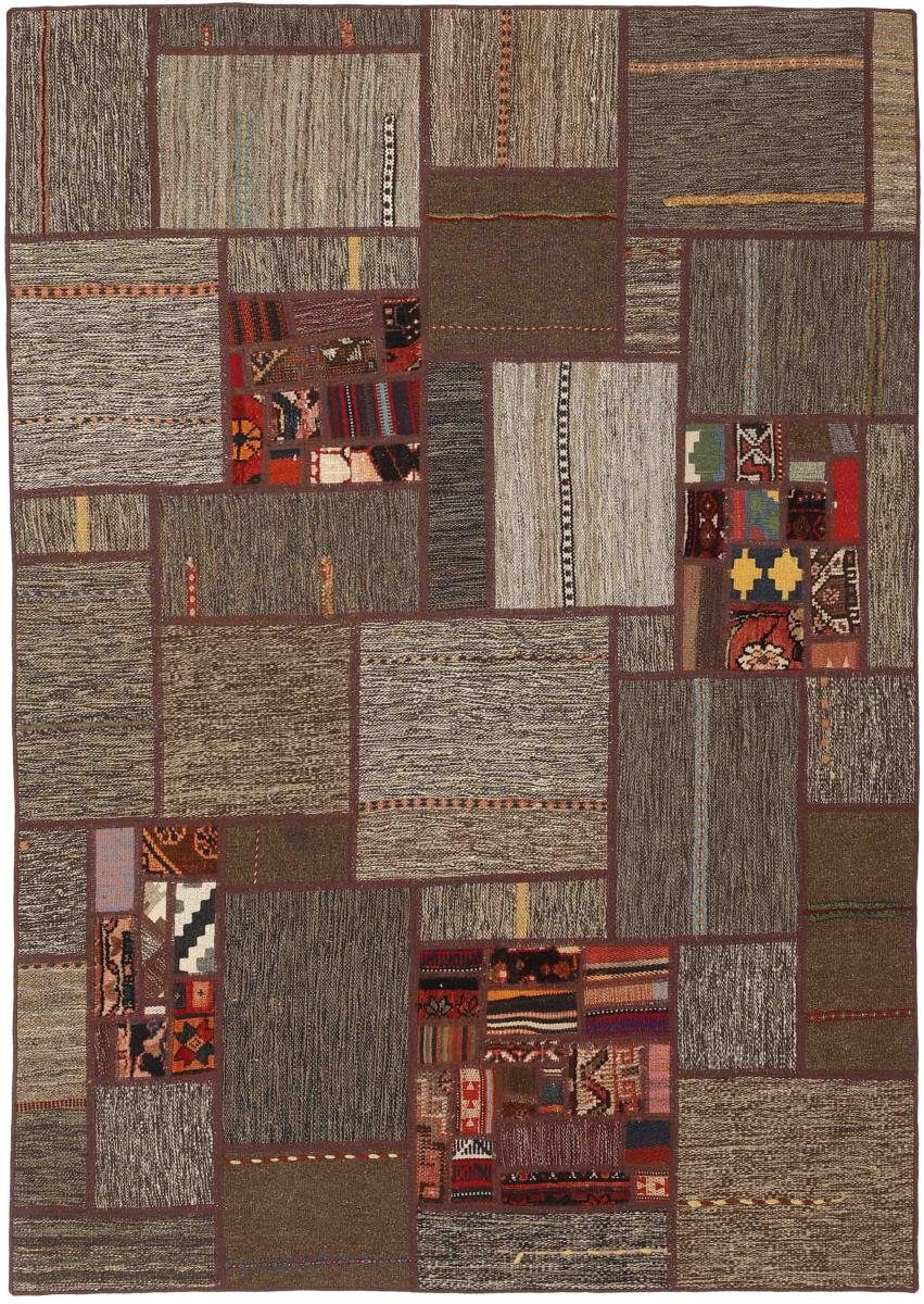 Orientteppich Kelim Patchwork 141x199 Handgewebter Orientteppich / Perserteppich, Nain Trading, rechteckig, Höhe: 4 mm