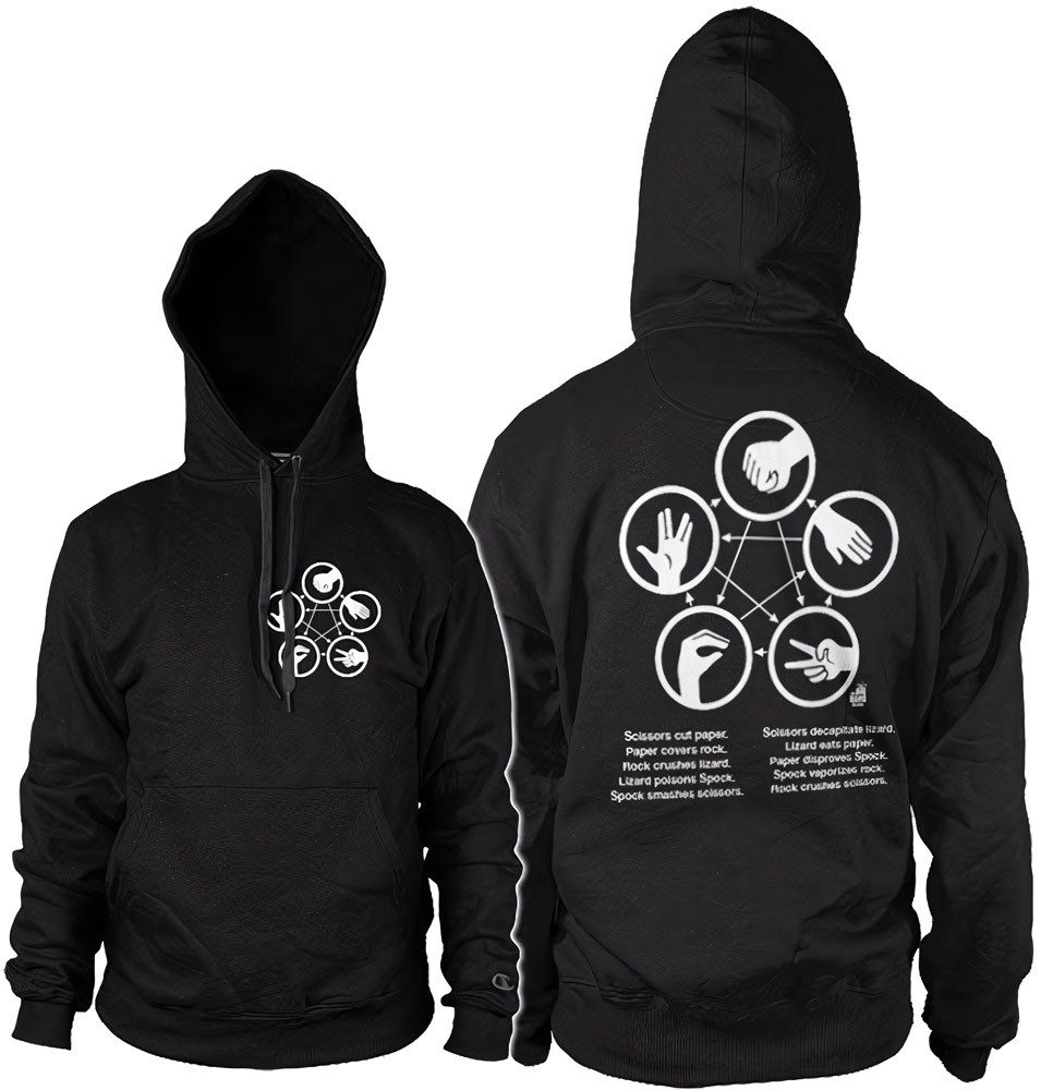 The Big Bang Theory Hoodie Sheldon's Rock-Paper-Scissors-Lizard Game Hoodie
