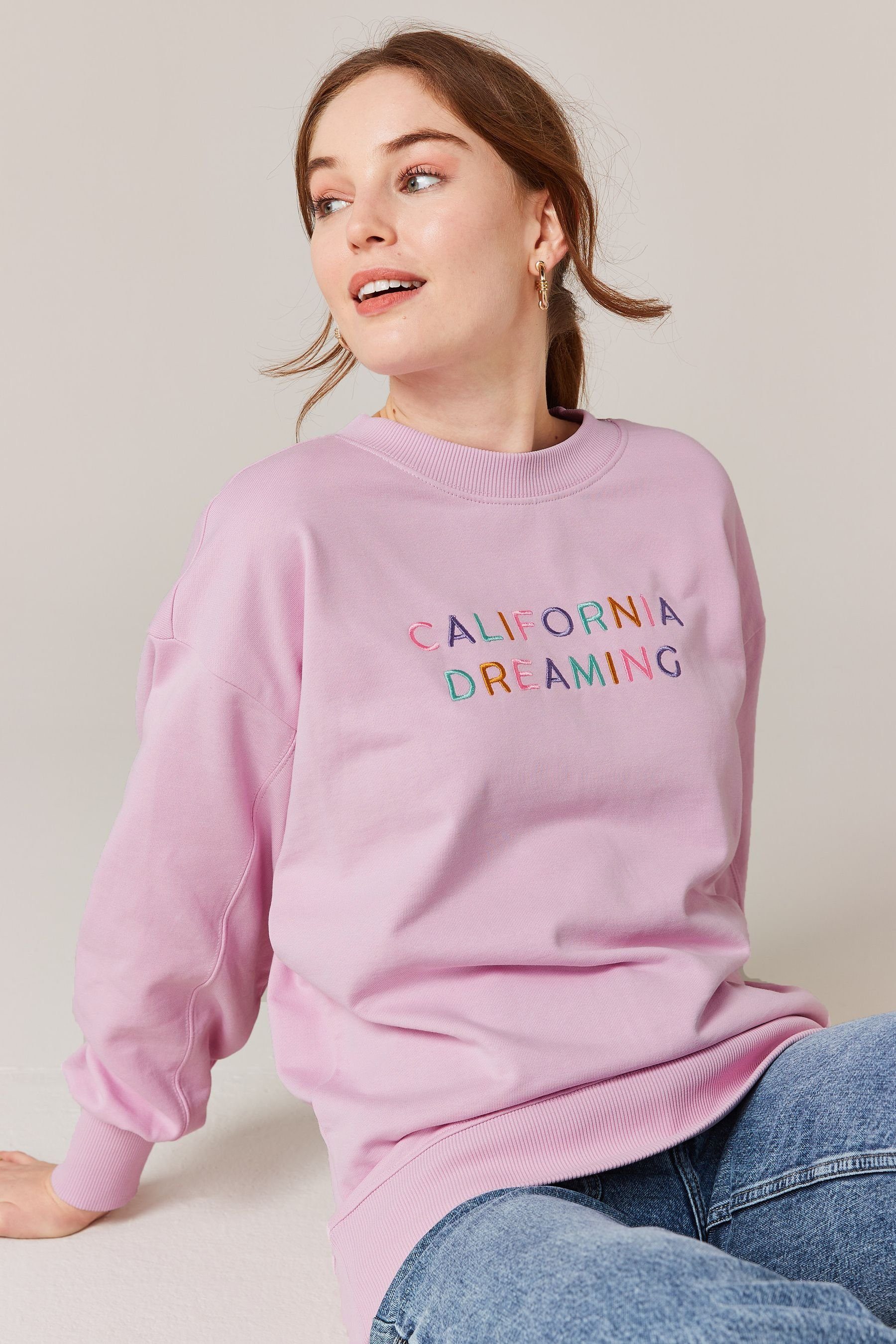 Damen Pullover Next Sweatshirt Rundhals-Sweatshirt mit Slogan