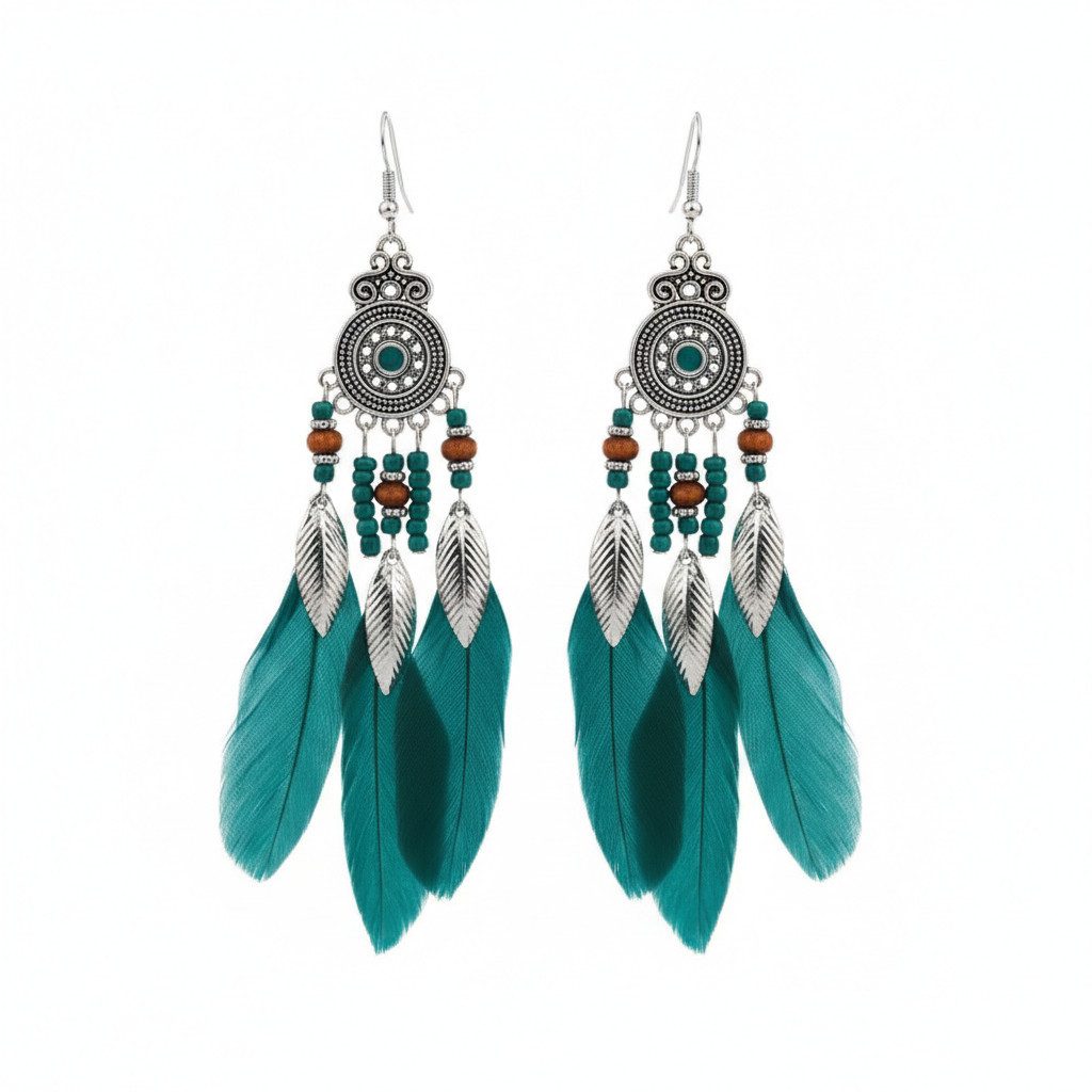 The Beauty House Ohrring-Set Vintage Ethno Boho Ohrringe Damen – Edelstein Ohrhänger Schmuck