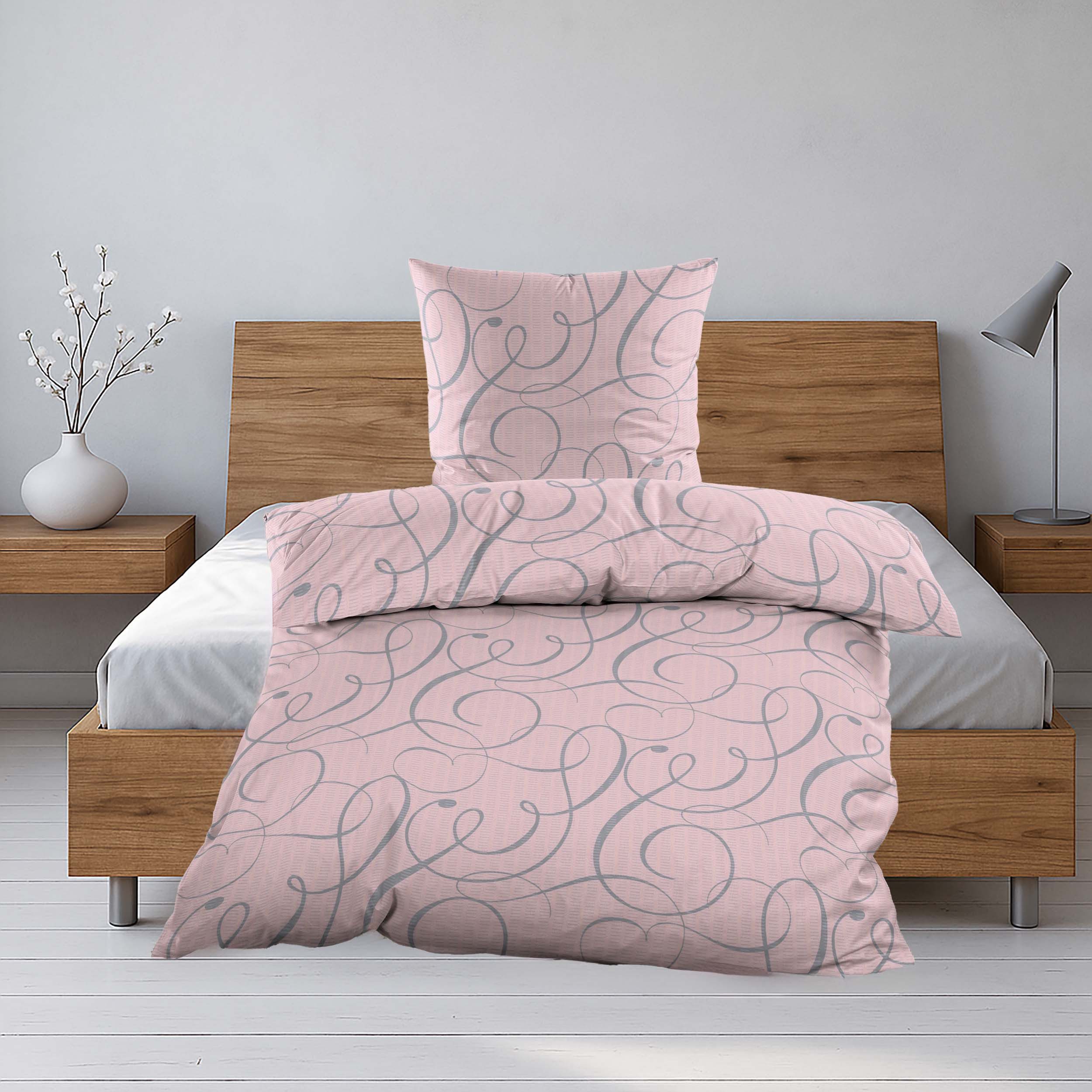Casa Colori Bettwäsche Romantische Seersucker Bettwäsche in Rosa Peach mit günstig online kaufen