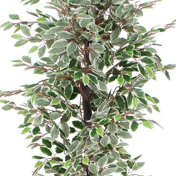 Kunstbaum Weißer Ficus Benjamin Birkenfeige Kunstpflanze Baum Künstlich 180 cm, Decovego