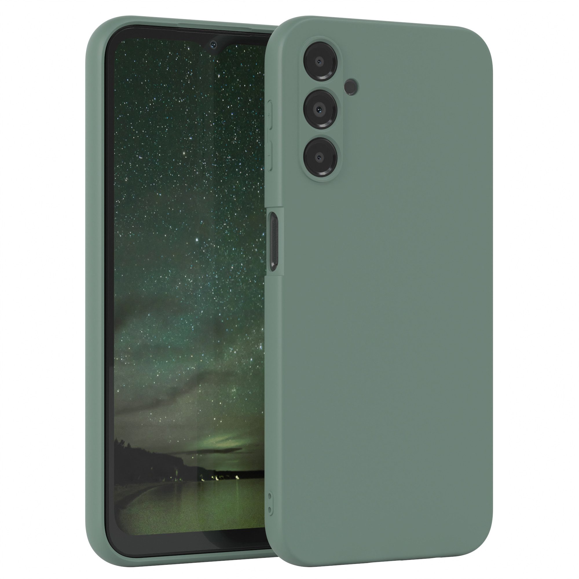 EAZY CASE Handyhülle für Samsung Galaxy A14 5G Hülle Silikon 6,6 Zoll, Schutzhülle mit Kameraschutz stoßfest telefonhülle Matt Dunkelgrün