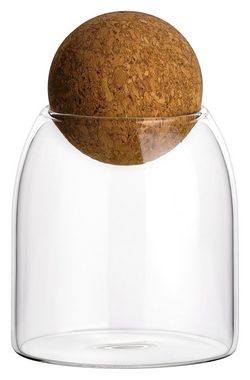 gouveo Vorratsglas 3er Set Borosilikatglas mit Kugel-Korken rund - Vorratsdosen, 400 ml, Glasbehälter zur Aufbewahrung von Lebensmitteln oder Deko