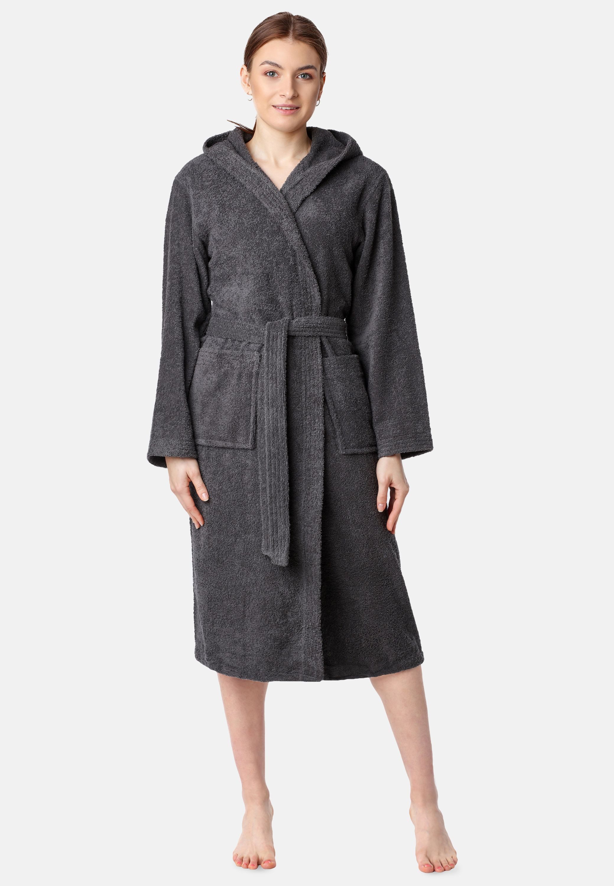 Ladeheid Bademantel Damen Frottee Bademantel aus 100% Bio- Baumwolle LA40-225, Langform, Baumwolle, Kapuze – Bild 5 von 5