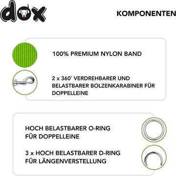 DDOXX Hundeleine Hundeleine Nylon, 3fach verstellbar, 2m, Schlepp-Führ-Leine, Grün