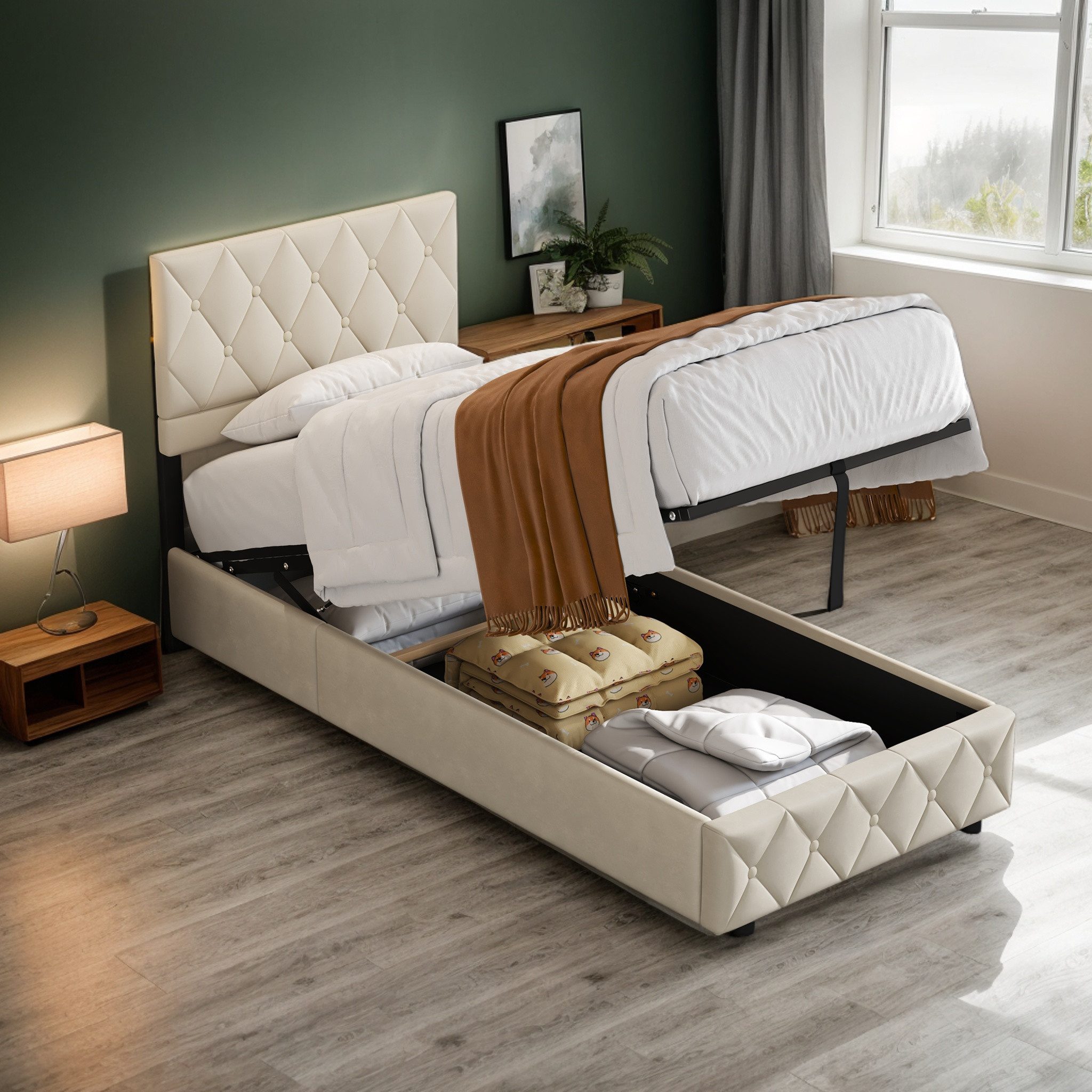 OKWISH Polsterbett Stauraumbett Funktionsbett (90x200 cm Ausgezeichnete Atm günstig online kaufen