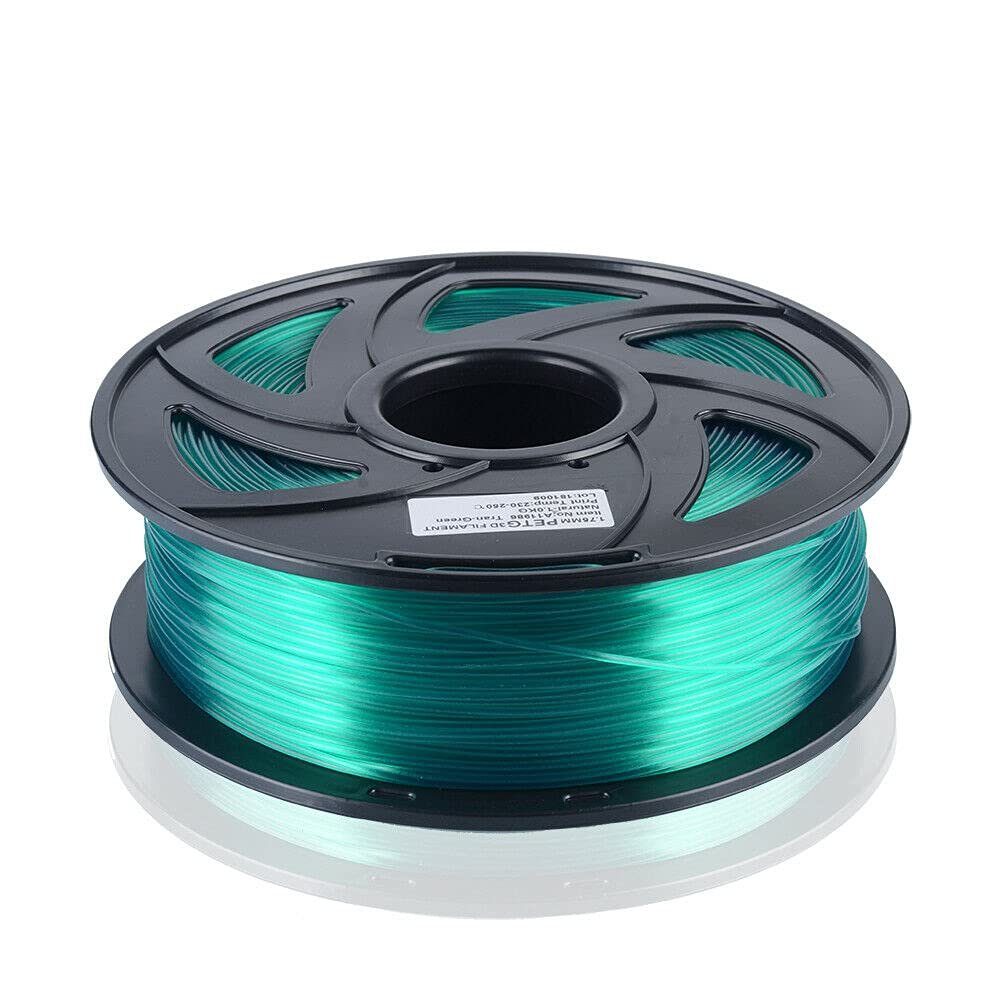 euroharry Filament 3D Filament PETG 1,75mm 1KG verschiedene Farben Grün-Transparent