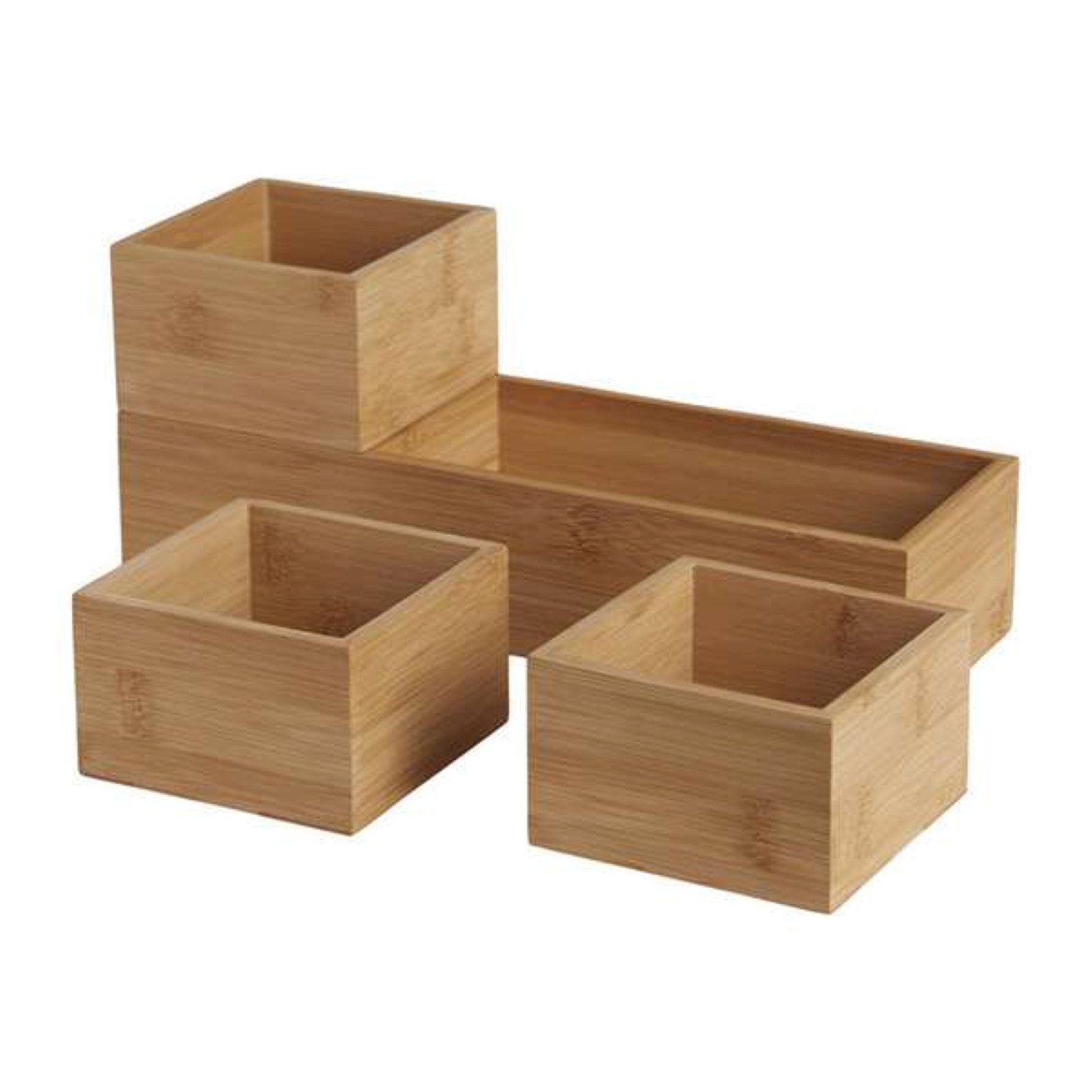 HAC24 Aufbewahrungsbox Stapelbare Ordnungsboxen Organizer Set Schubladenorganizer (4 St), Bambus