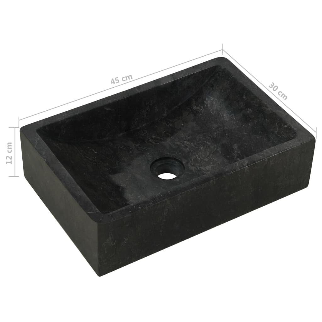 vidaXL (1-St) Badezimmerspiegelschrank Marmor Teak Waschbecken Massivholz Waschtisch Schwarz mit