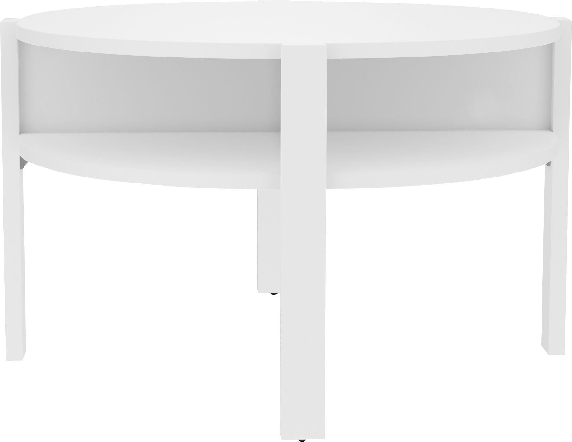FORTE Beistelltisch Tobago, runder Couchtisch mit 4 Ablagefächern, B/H/T 74,4/45,5/74,4 cm, Durchmesser ca. 74,5 cm
