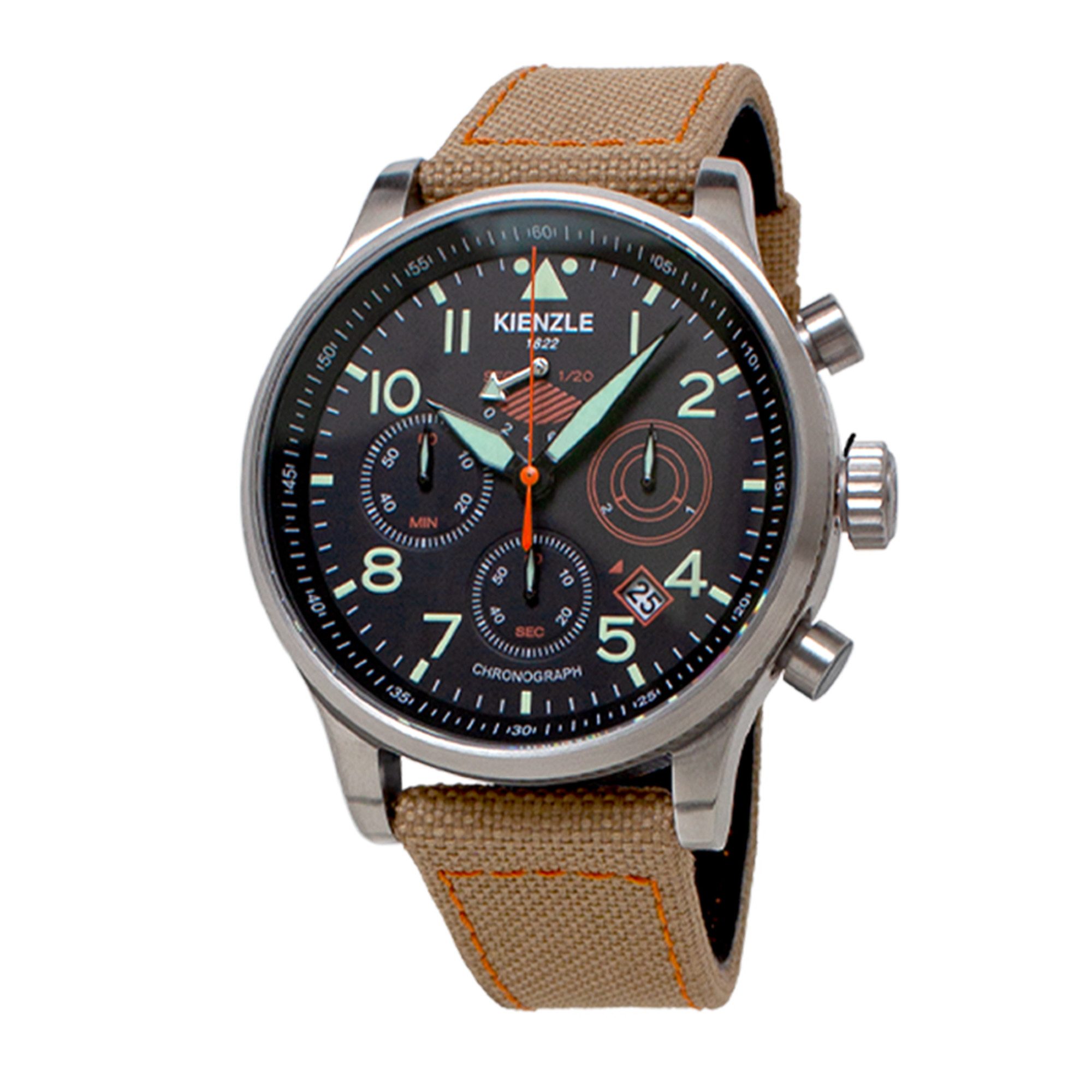 Kienzle Quarzuhr REISEN Quarz Chrono Armbanduhr stahl-orange