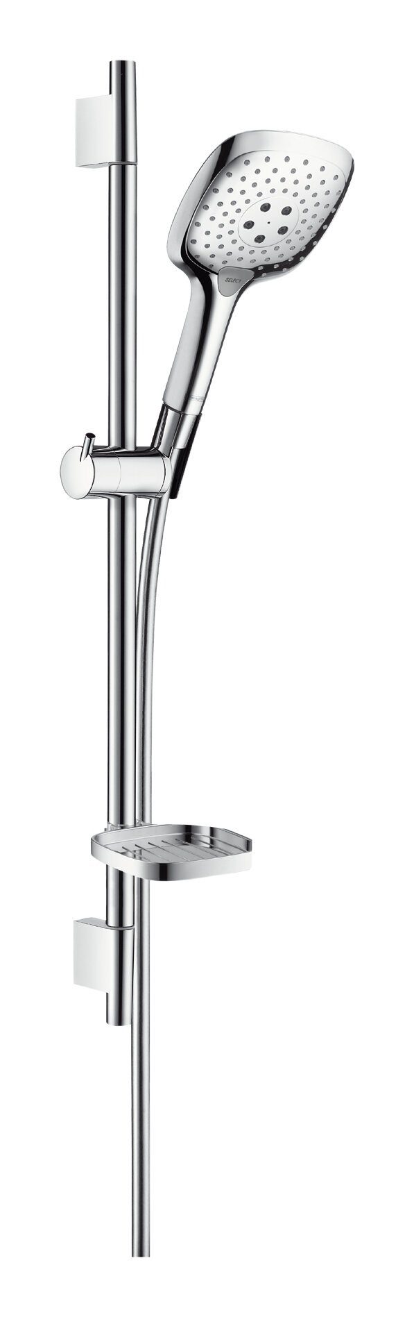 hansgrohe Stangenbrause-Set Raindance Select E 150, Höhe 71.8 cm, 3 Strahlart(en), Brauseset 3jet mit Brausestange 650 mm und Seifenschale - Chrom