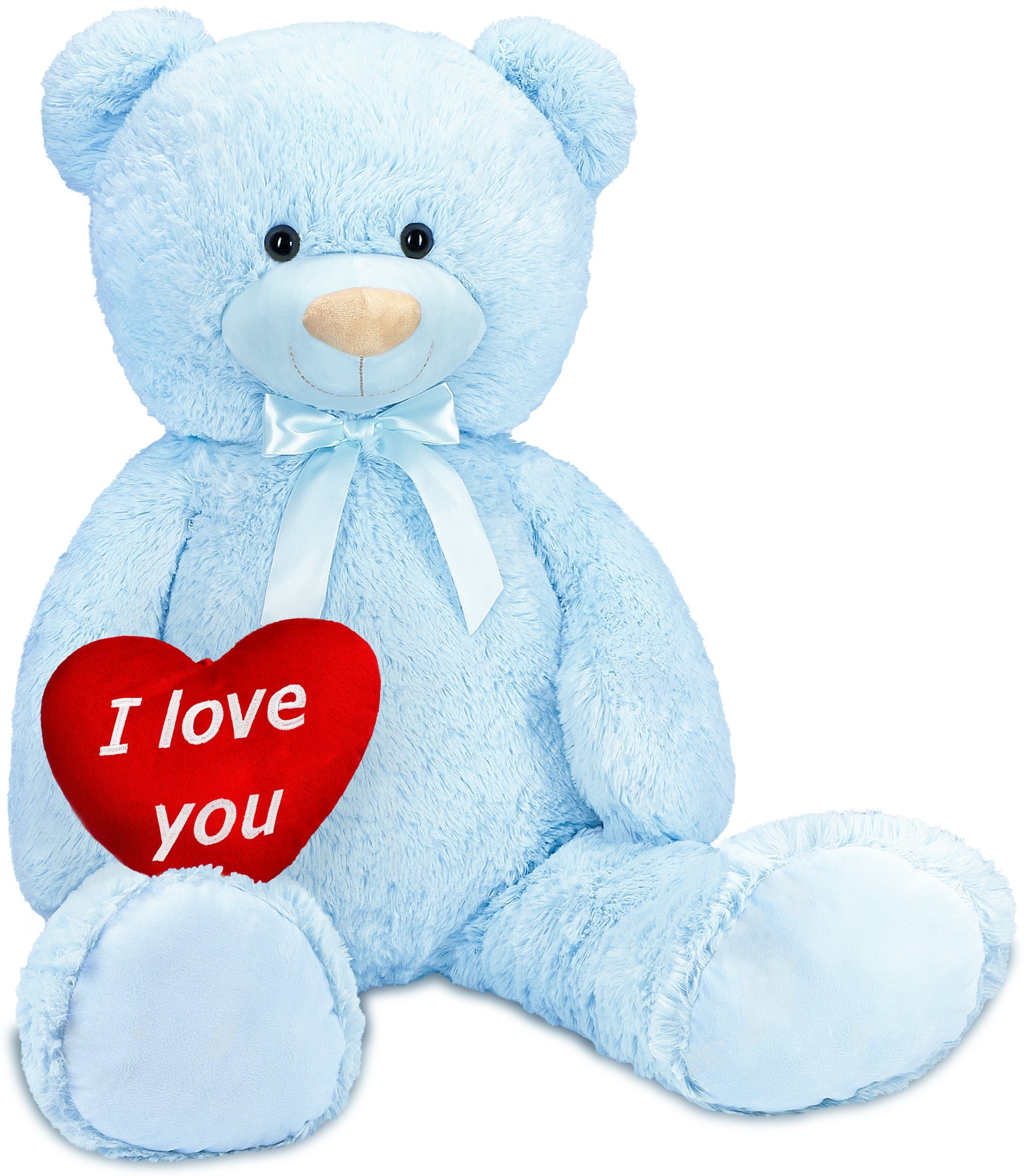 BRUBAKER Kuscheltier XXL Teddybär 100 cm groß mit I Love You Herz (1-St), großer Teddy Bär, Stofftier Plüschtier