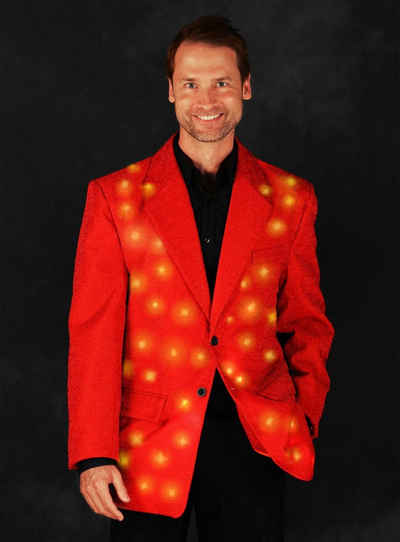 thetru Kostüm LED Herrensakko rot, LED Kostüm Sakko mit Leuchtdioden