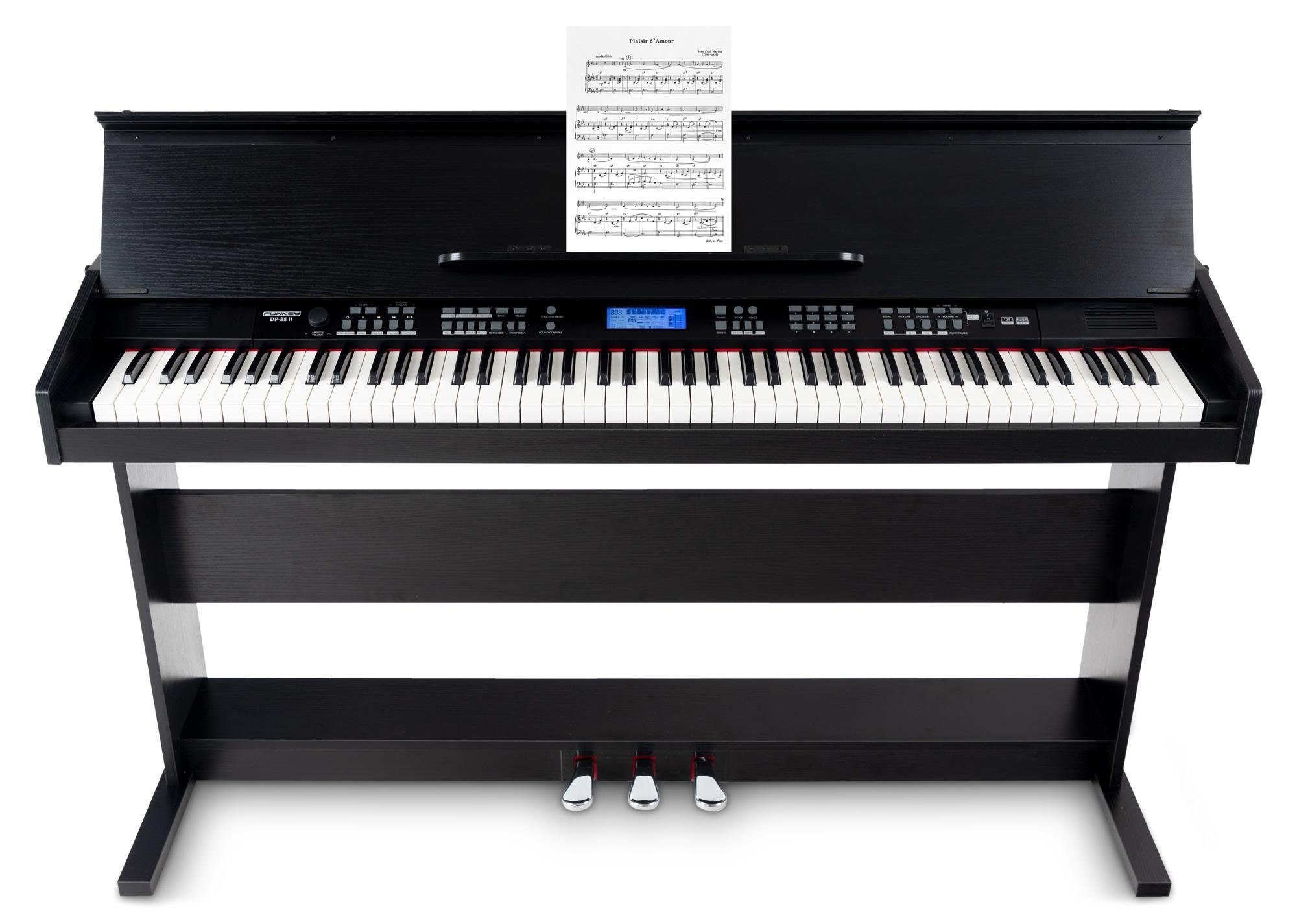 FunKey Digitalpiano DP-88 II E-Piano mit 88 anschlagsdynamische Tasten, Klavier mit Begleitautomatik und Chord Akkordbegleitung