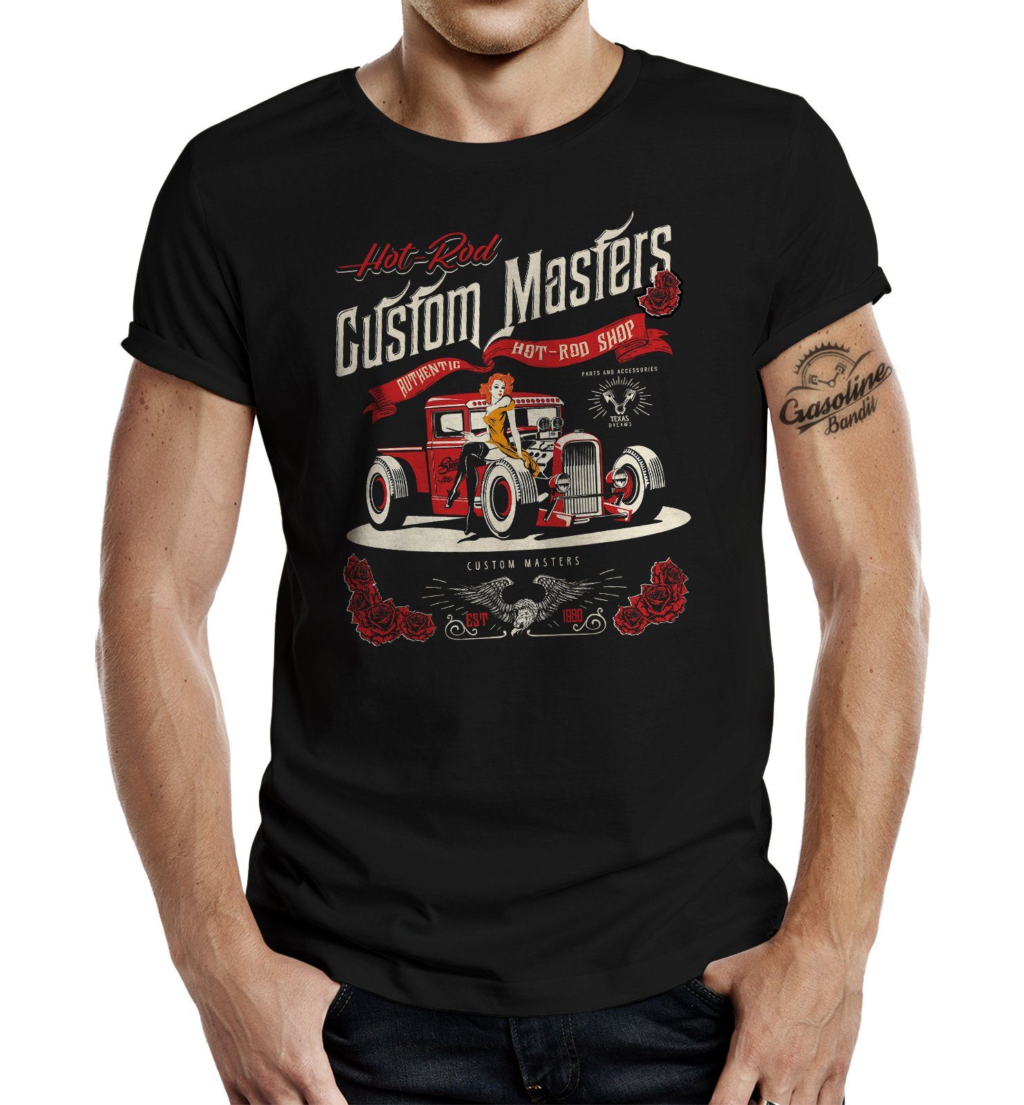 Fans: Shop Classic für T-Shirt Rod GASOLINE Custom BANDIT® US Hot Masters Car