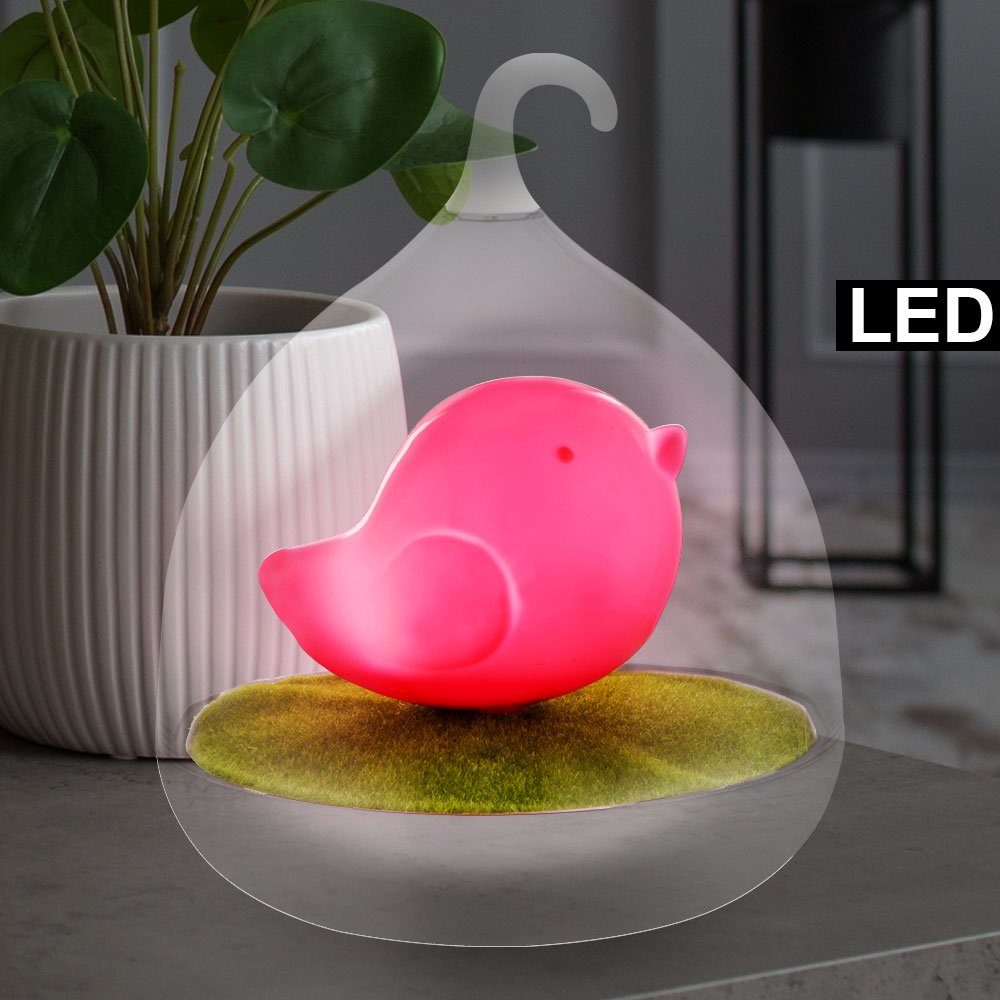 LED USB fest Globo Tisch Vogel Lampe Dekolicht, Touch Dimmer LED-Leuchtmittel Zimmer pink Deko Wohn verbaut,