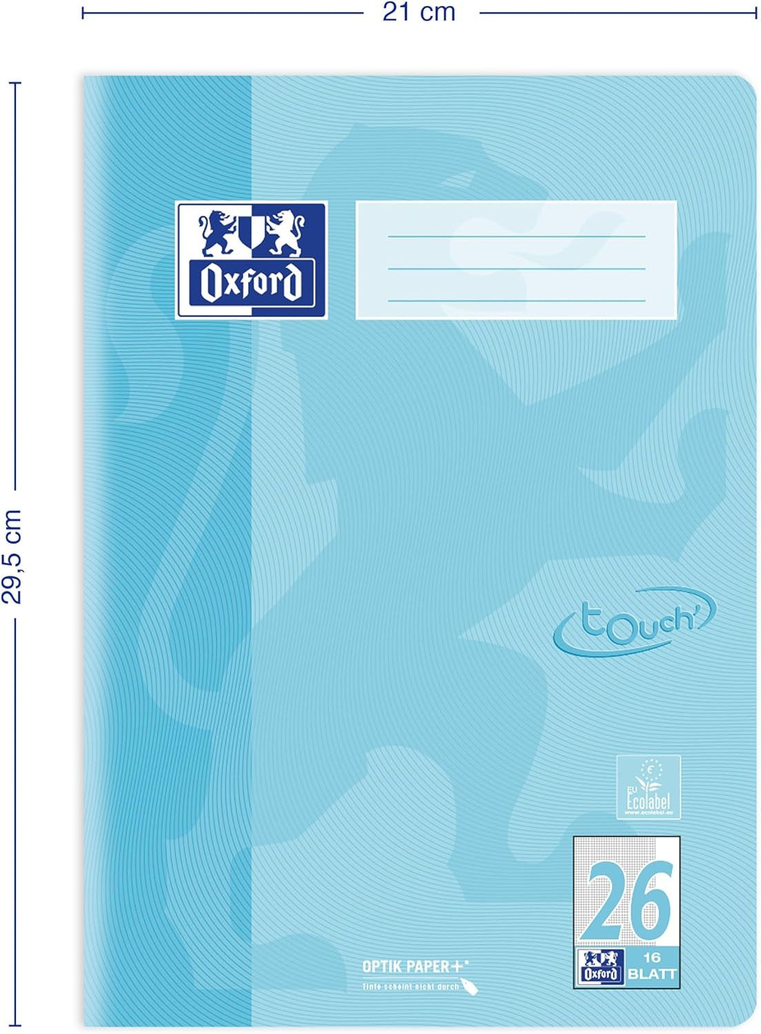 OXFORD Schulheft Oxford Touch Schulheft A4 Lineatur 28 kariert – 16 Blatt