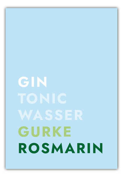 MOTIVISSO Poster Cocktail Gin Tonic Gurke/Rosmarin - Text