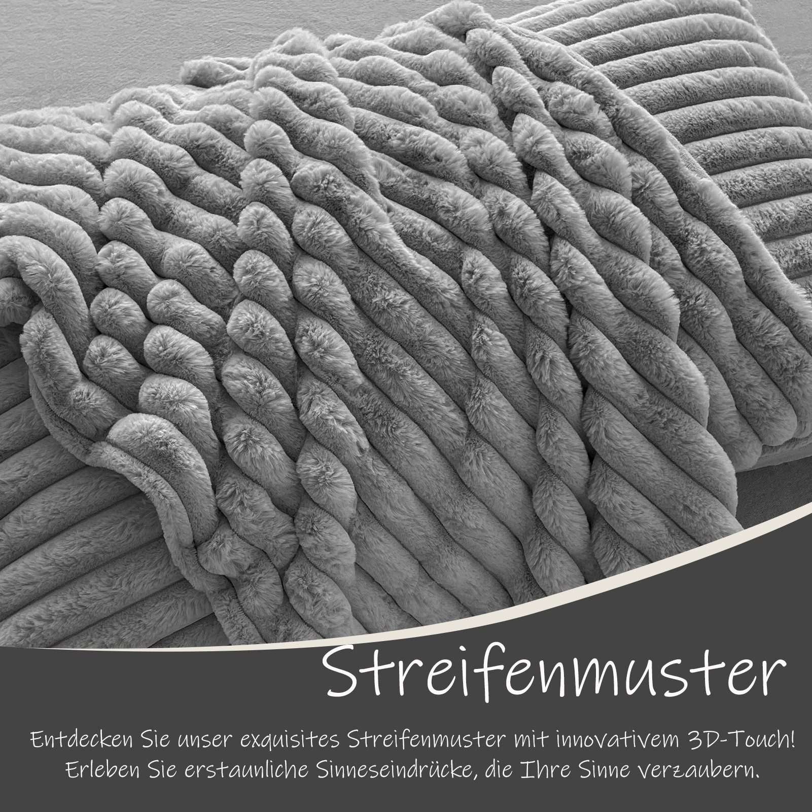 KEAYOO Bettwäsche Flauschiger Kunstfell-Streifen, 2 teilig, Plüsch Bettwäsc günstig online kaufen