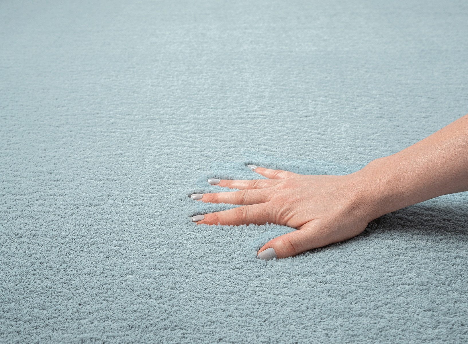KADIMA DESIGN Teppich ALDAN Teppichläufer Blau 60x110 Uni Polyester Antirutsch Wohnzimmer, Läufer, Höhe: 18 mm, Trittschalldämmend, Strapazierfähig, Pflegeleich – Bild 4 von 4