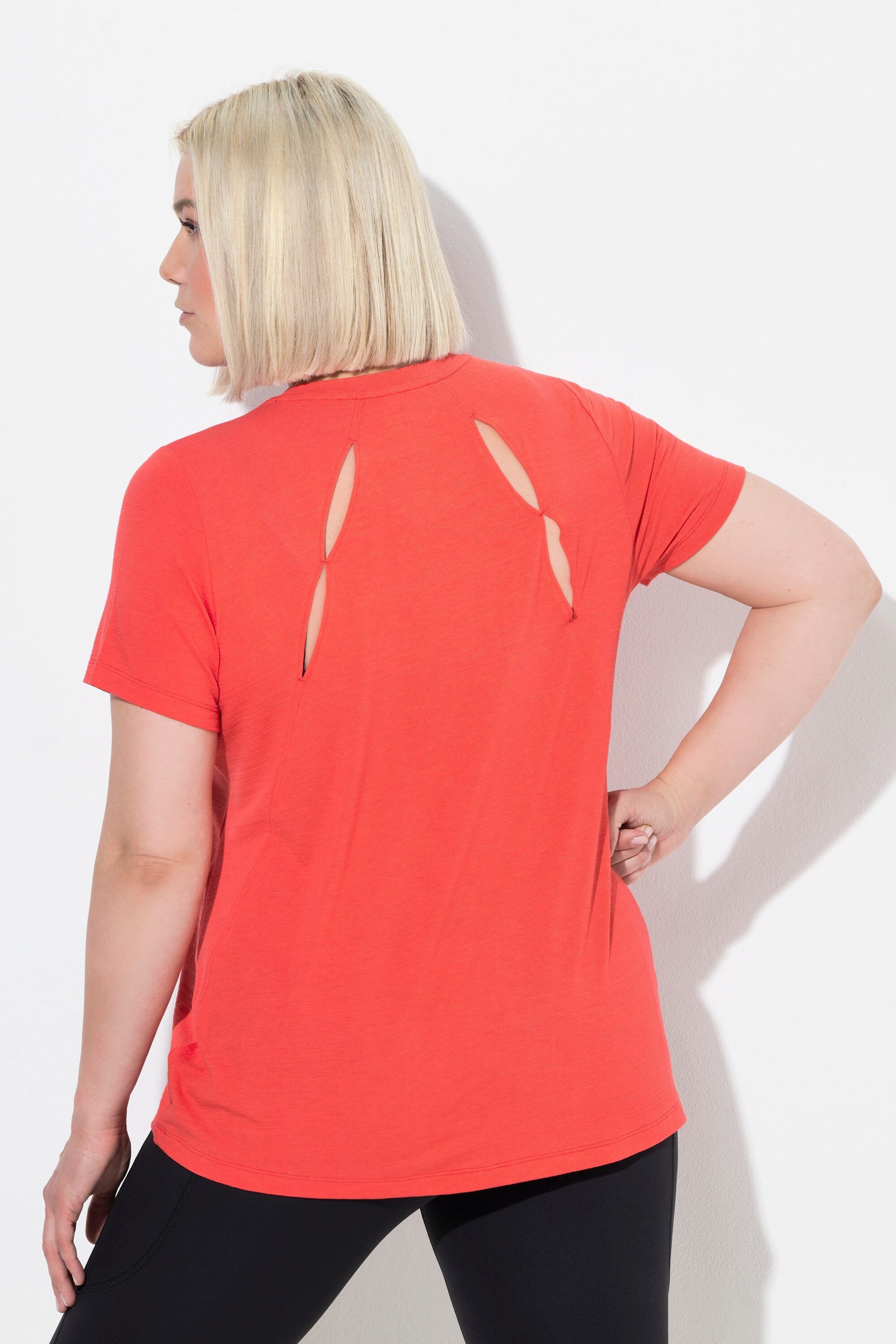 Ulla Popken T-Shirt Funktions-Shirt Cut-Outs V-Ausschnitt Halbarm