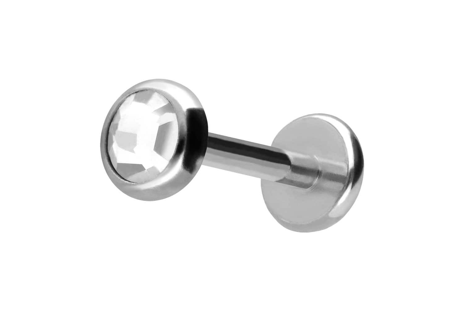 Piercing-Set Titan Labret mit Push Fit KRISTALLDISC