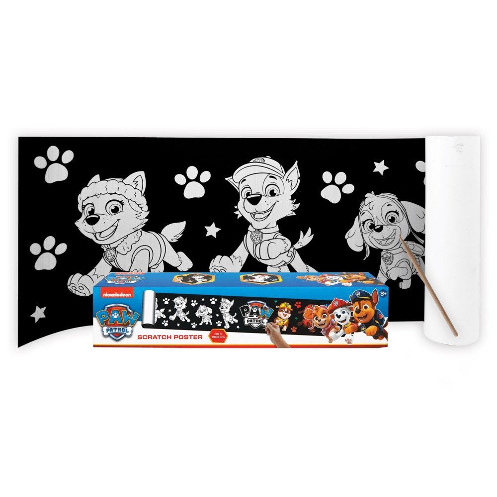 Nickelodeon Malvorlage Paw Patrol Kratzposter XL Kratzbild 200 x 30cm Scratch Art Poster Bild