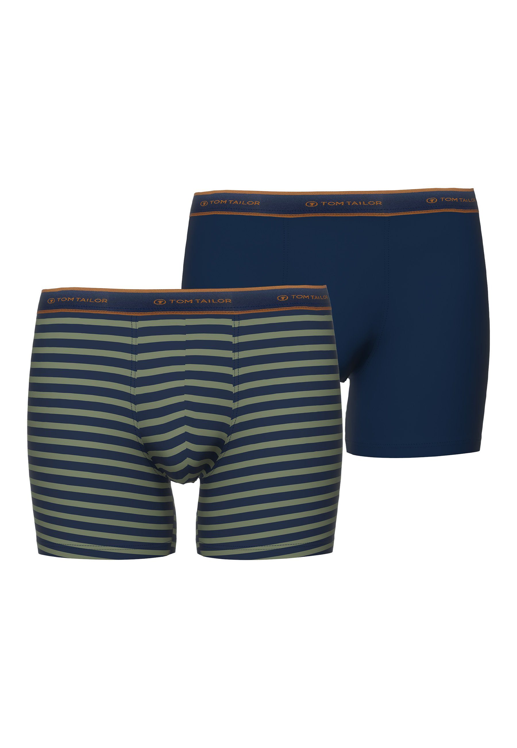Langer Boxer TOM TAILOR Herren Long-Pants grün uni 2er Pack