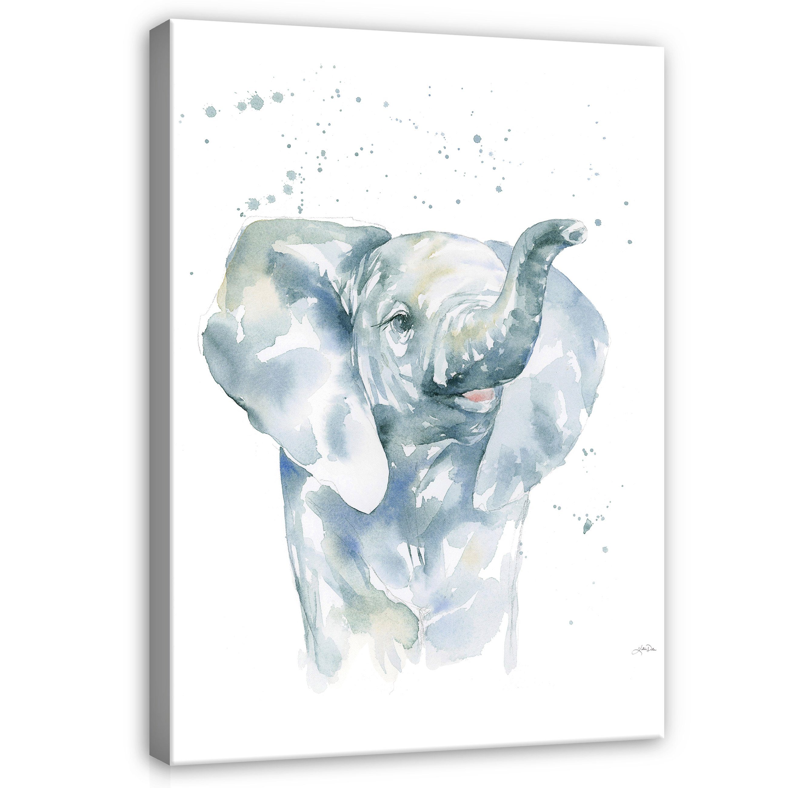Leinwandbild Kinderzimmer Mädchen Jungen Baby Elefant Tiere Kinder Wandbild Groß XXL Wandbilder Leinwandbilder Modern Canvas Kunstdruck Bild Auf Leinwand Bilder für Babyzimmer Mädchenzimmer Jungenzimmer