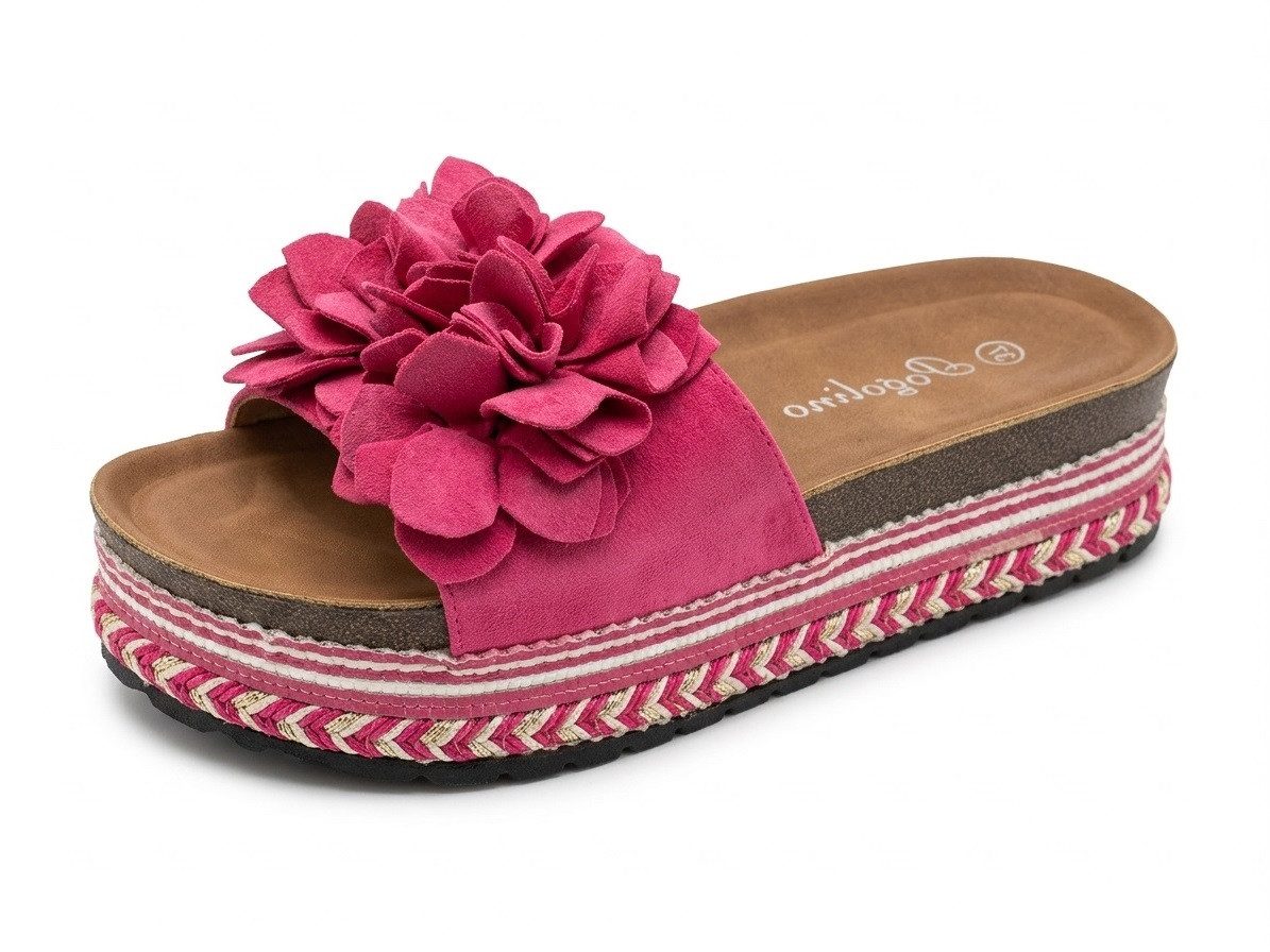 Pogolino TL891 Plateausandale NICHT FÜR BREITE FÜße Damen Sandalen mit Plateausohle und Blumen