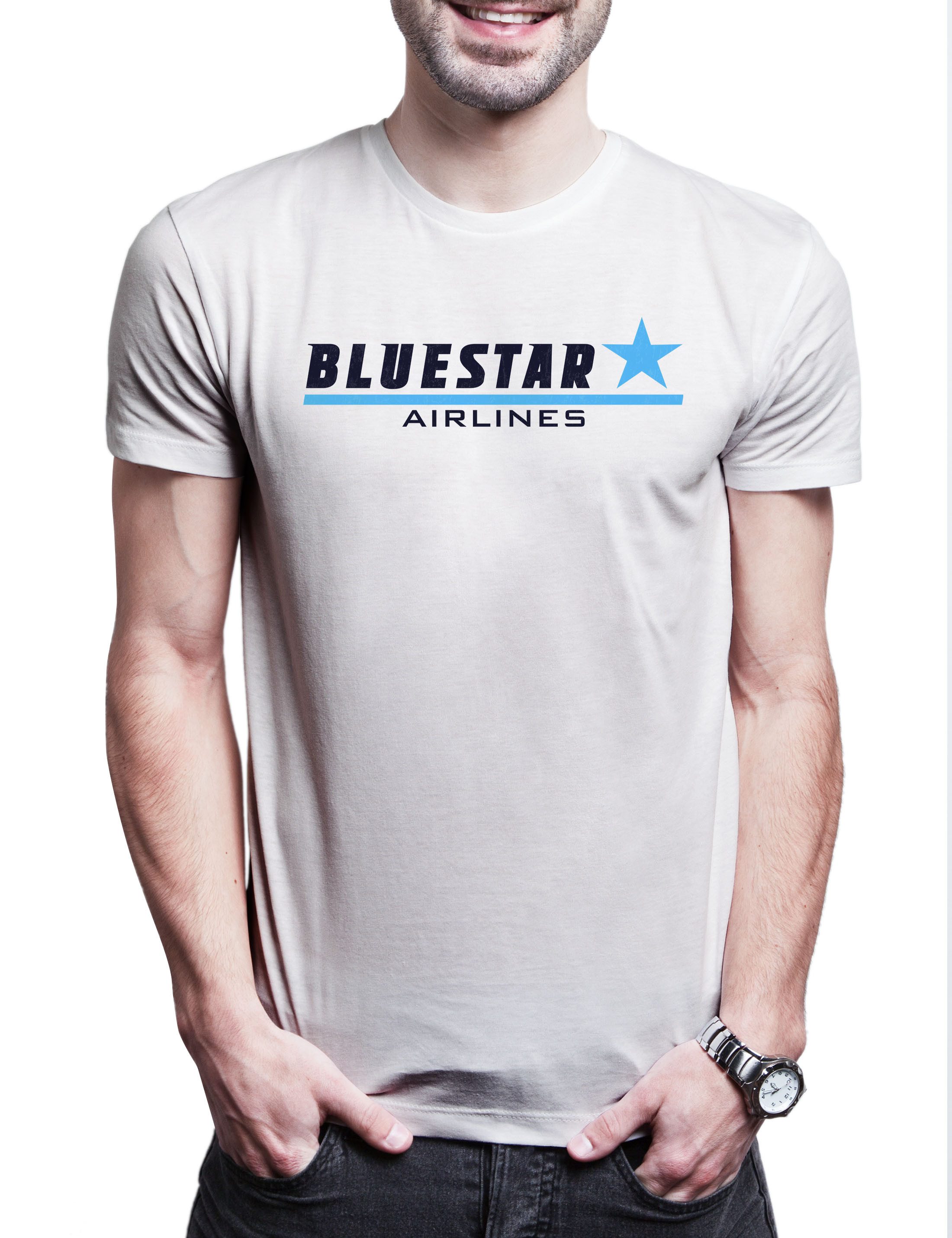 Print-Shirt Bluestar Airlines Herren T-Shirt Wall Fluggesellschaft Street Gekko