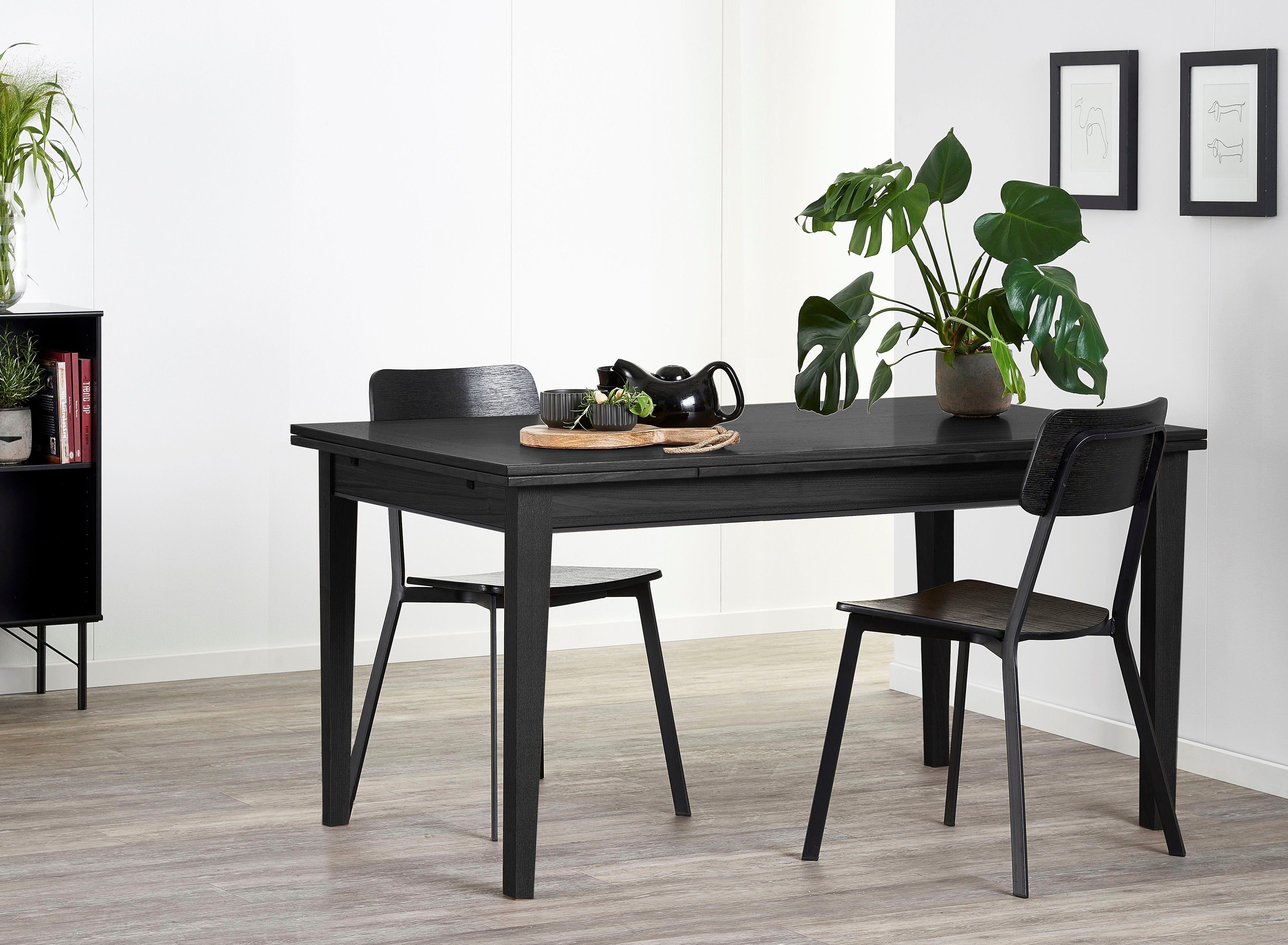 Hammel Furniture Esstisch Basic Sami, schnell innenliegende Einlegeplatten ausziehbar, 180(280)x100 cm, Furnier / Massivholz, stabiler dänische Design Tisch