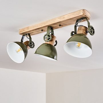 hofstein Deckenleuchte »Cotes« Deckenlampe aus Metall/Holz in Grün/Weiß/Braun, ohne Leuchtmittel, mit verstellbaren Strahlern, 3xE27, Spot im Retro/Vintage Design