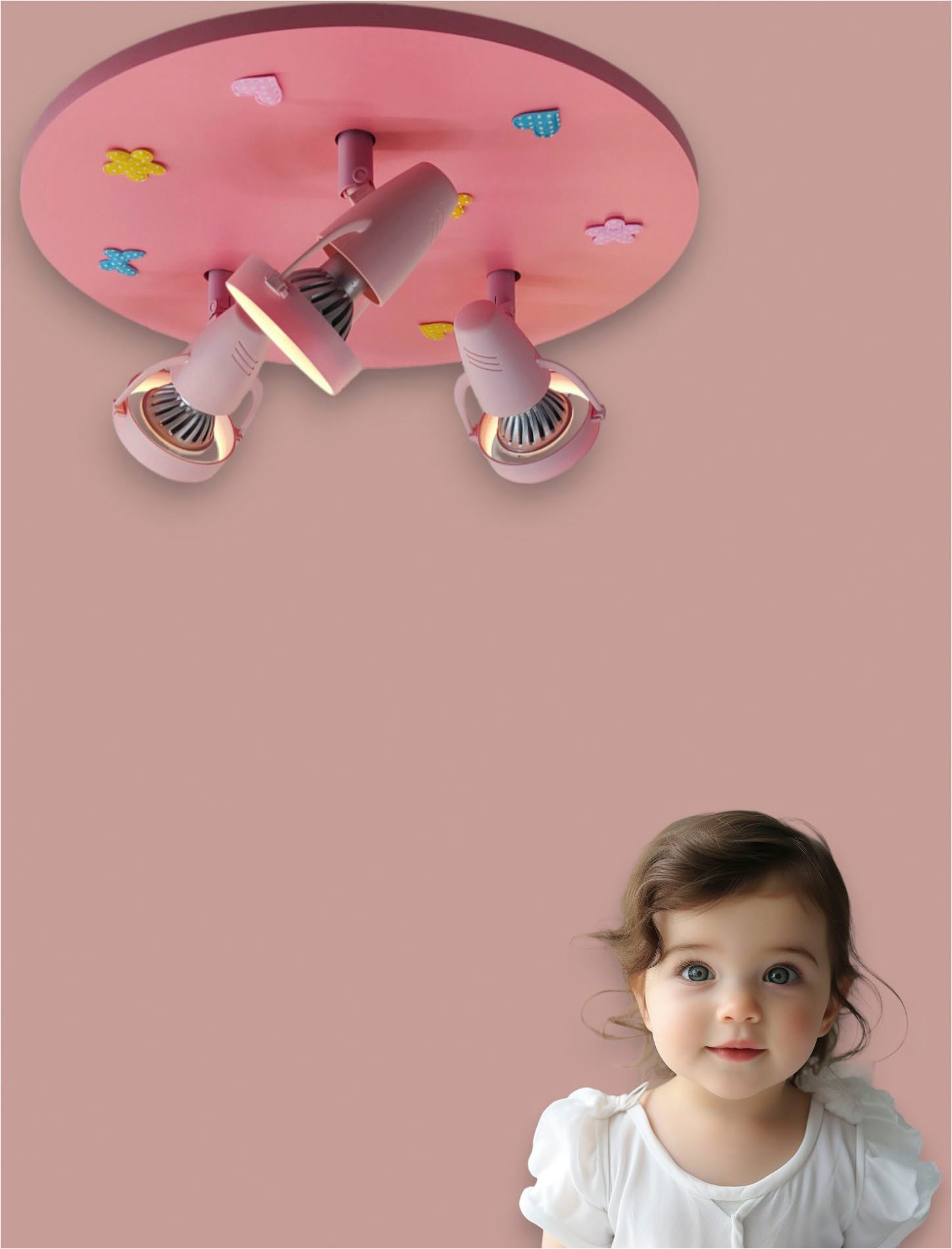 niermann Deckenleuchte Kinderlampe mit Motiv "Blumenwiese", Strahler für Kinderzimmer, ohne Leuchtmittel, 3 schwenk- und drehbare Strahler, Made in Germany