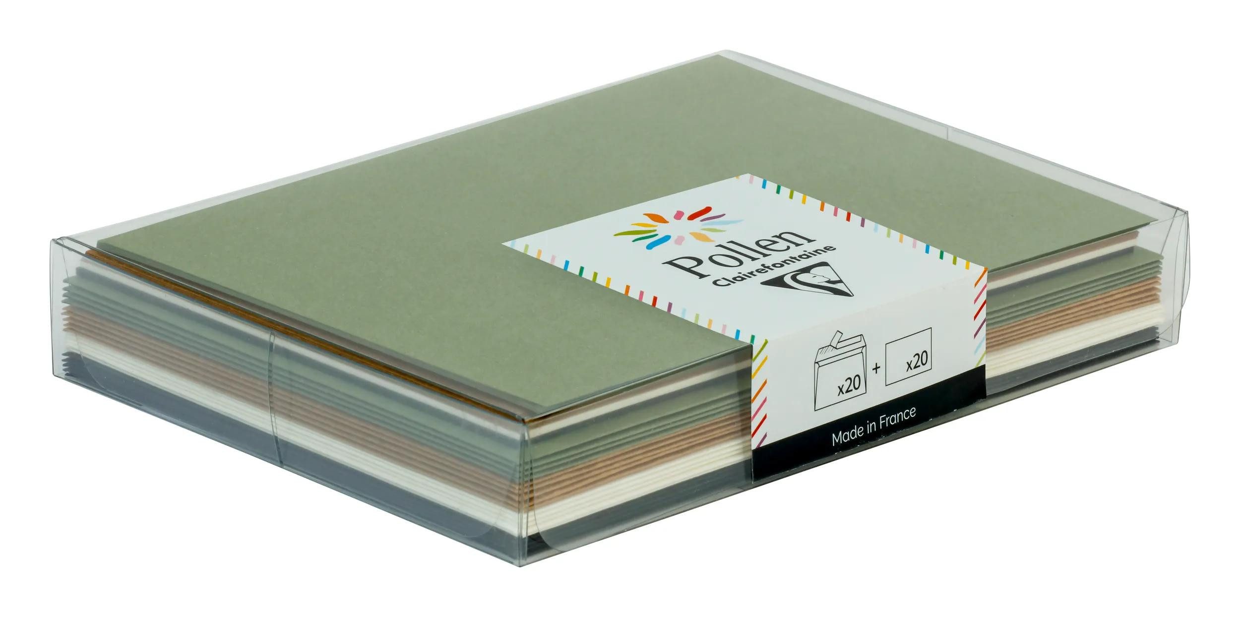 CLAIREFONTAINE Briefpapier 5x Korrespondenzset 20 Umschläge C6+20Karten 110x155mm sortiert 20920C, Korrespondenzset