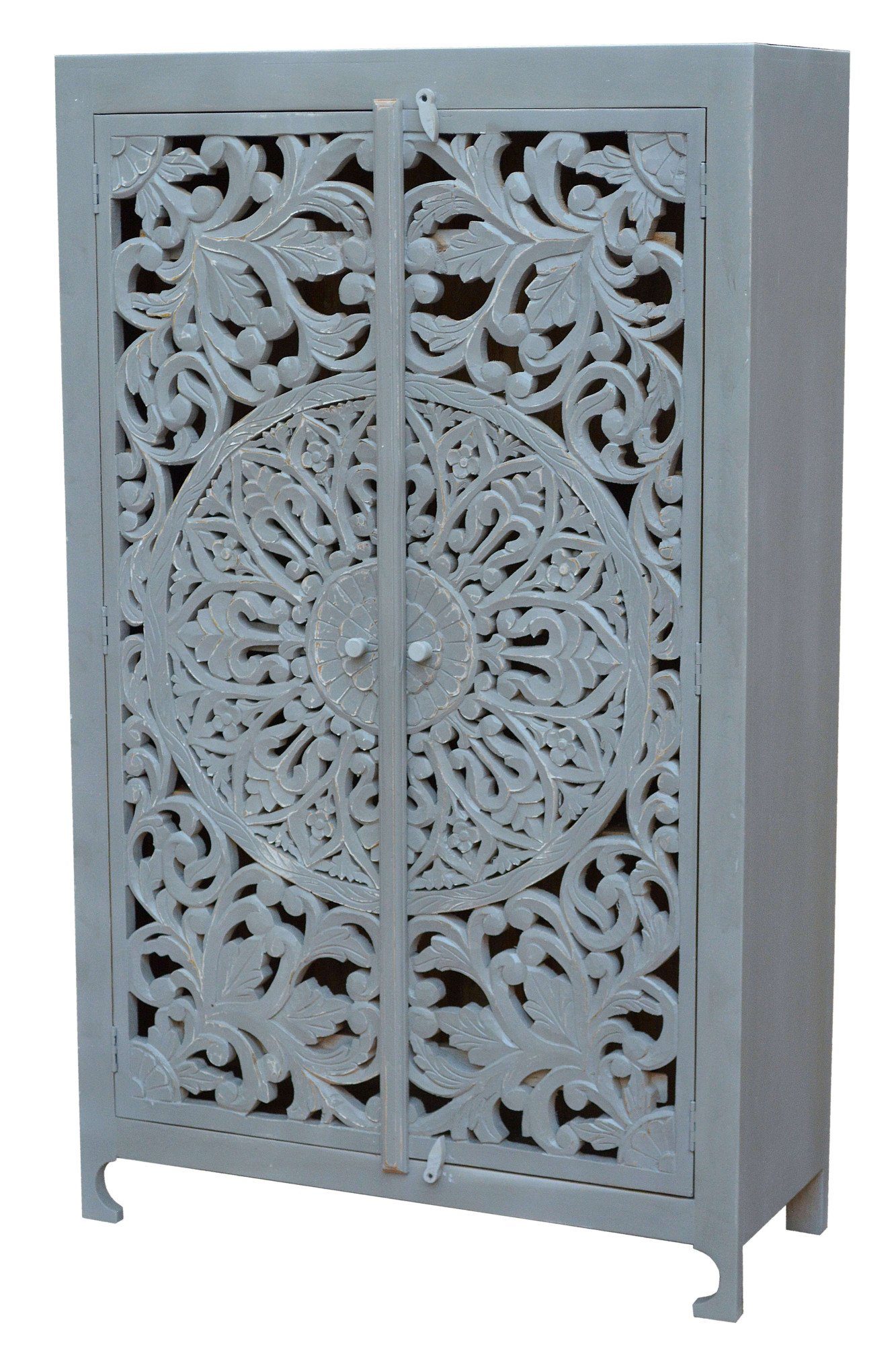 OTTO home Stauraumschrank Kenmare Mangoholz, dekorative Schnitzereien, Breite 100 cm