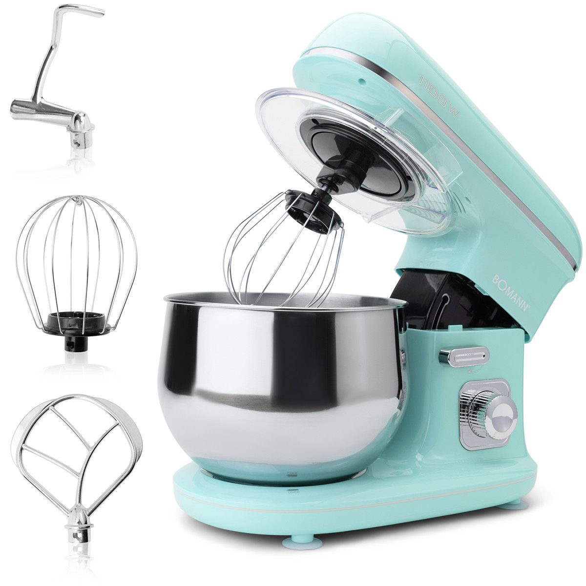 BOMANN Küchenmaschine KM 6030 CB mint-grün, Küchenmaschine 1100 Watt, Knetmaschine 5 Liter