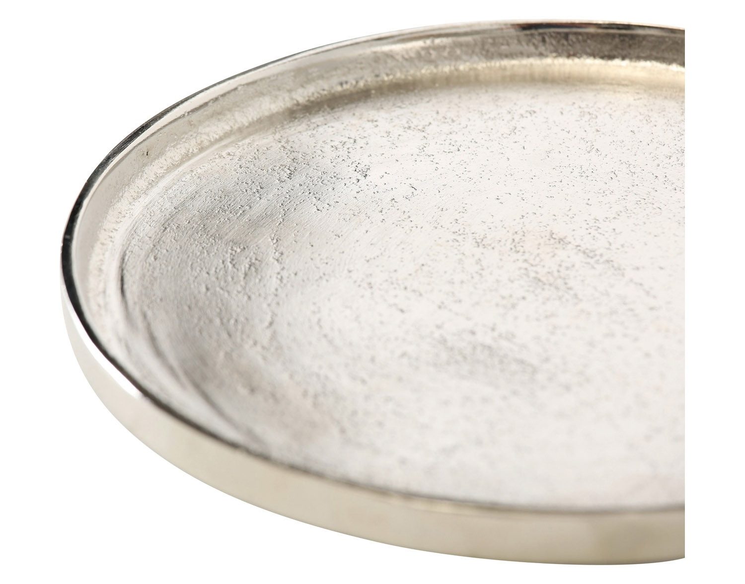 BOLTZE GRUPPE GmbH Tablett Deko-Tablett VALOMI, Ø 18 cm, Silbergrau, Aluminium, (1-tlg)
