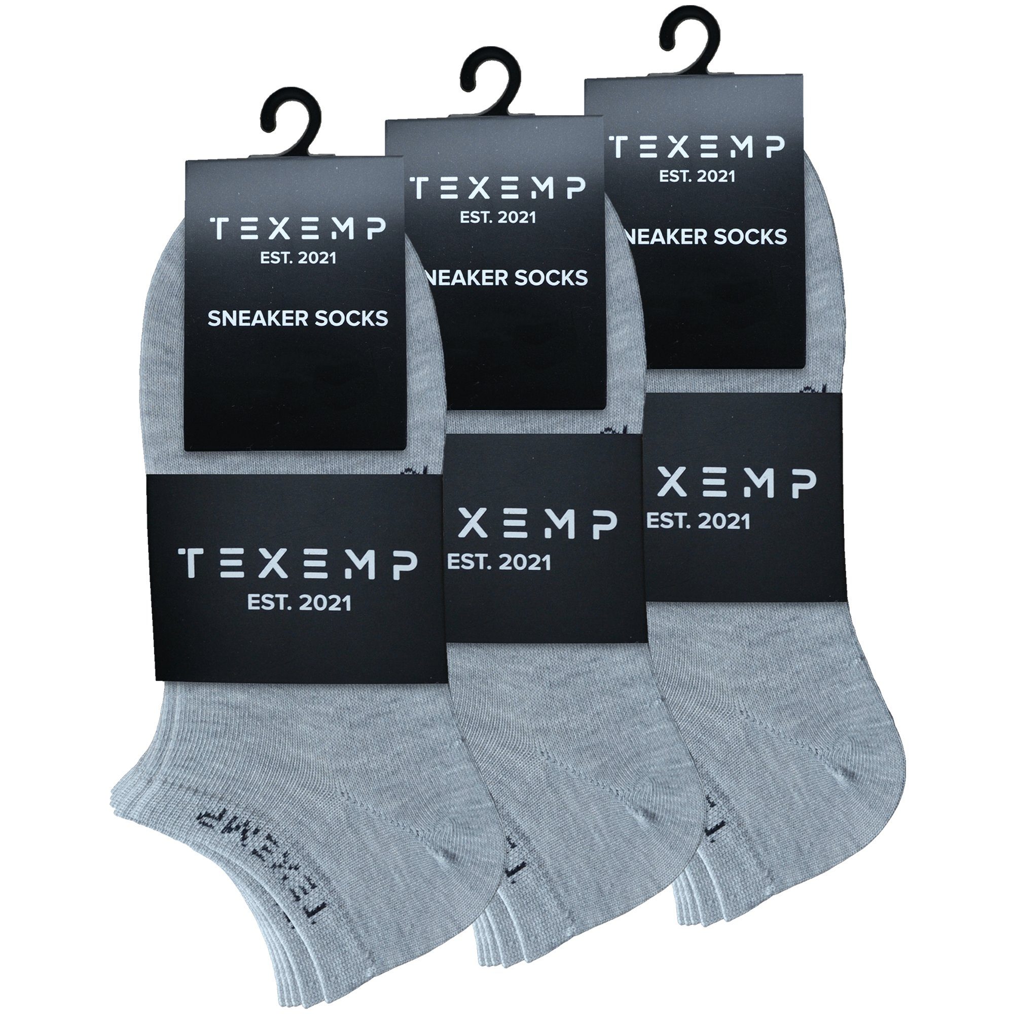 TEXEMP Sneakersocken 15 Paar Snekaer Socken Herren & Damen Baumwolle Sport Freizeit Kurz (Packung, 15-Paar) Langlebig & Robust Grau
